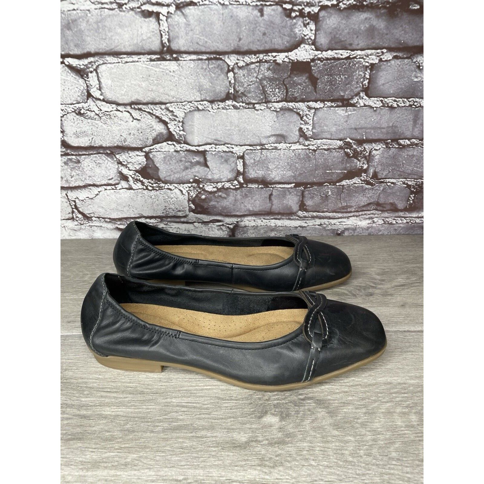 Clarks Clarks Collection Black Leather Slip On Flats Shoes Women Sz Size US 11 / IT 41 - 12 Thumbnail