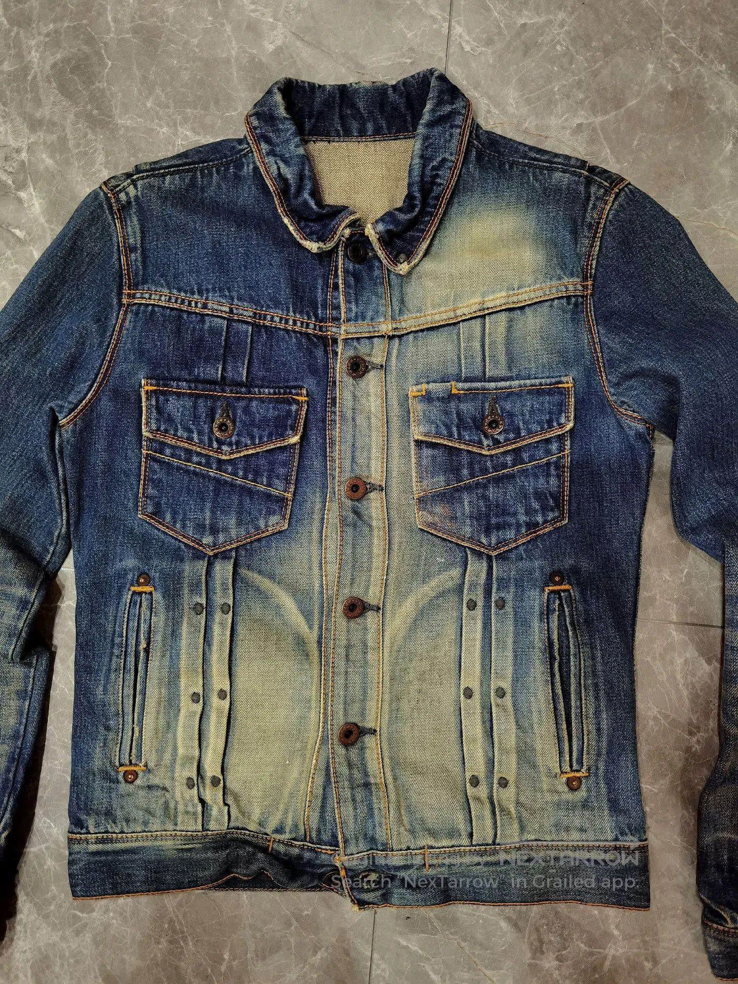 Vintage Slim Fit Distressed Denim Jacket. Size US S / EU 44-46 / 1 - 2 Thumbnail