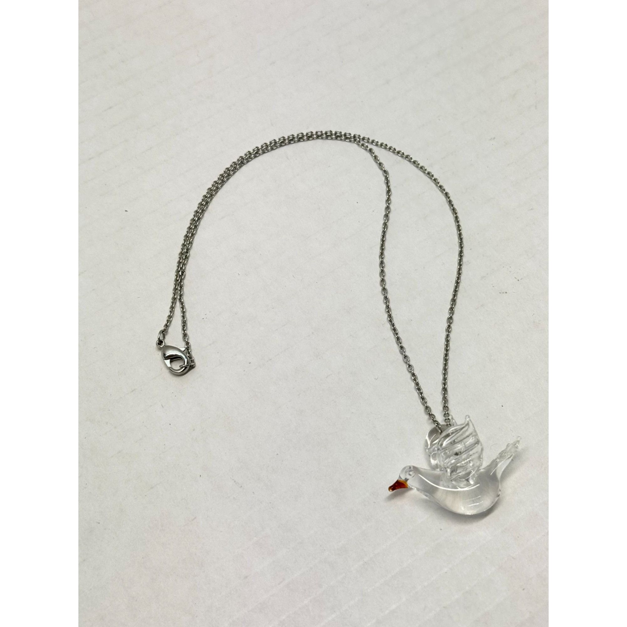 Vintage Vintage glass bird pigeon dove necklace Size ONE SIZE - 4 Thumbnail