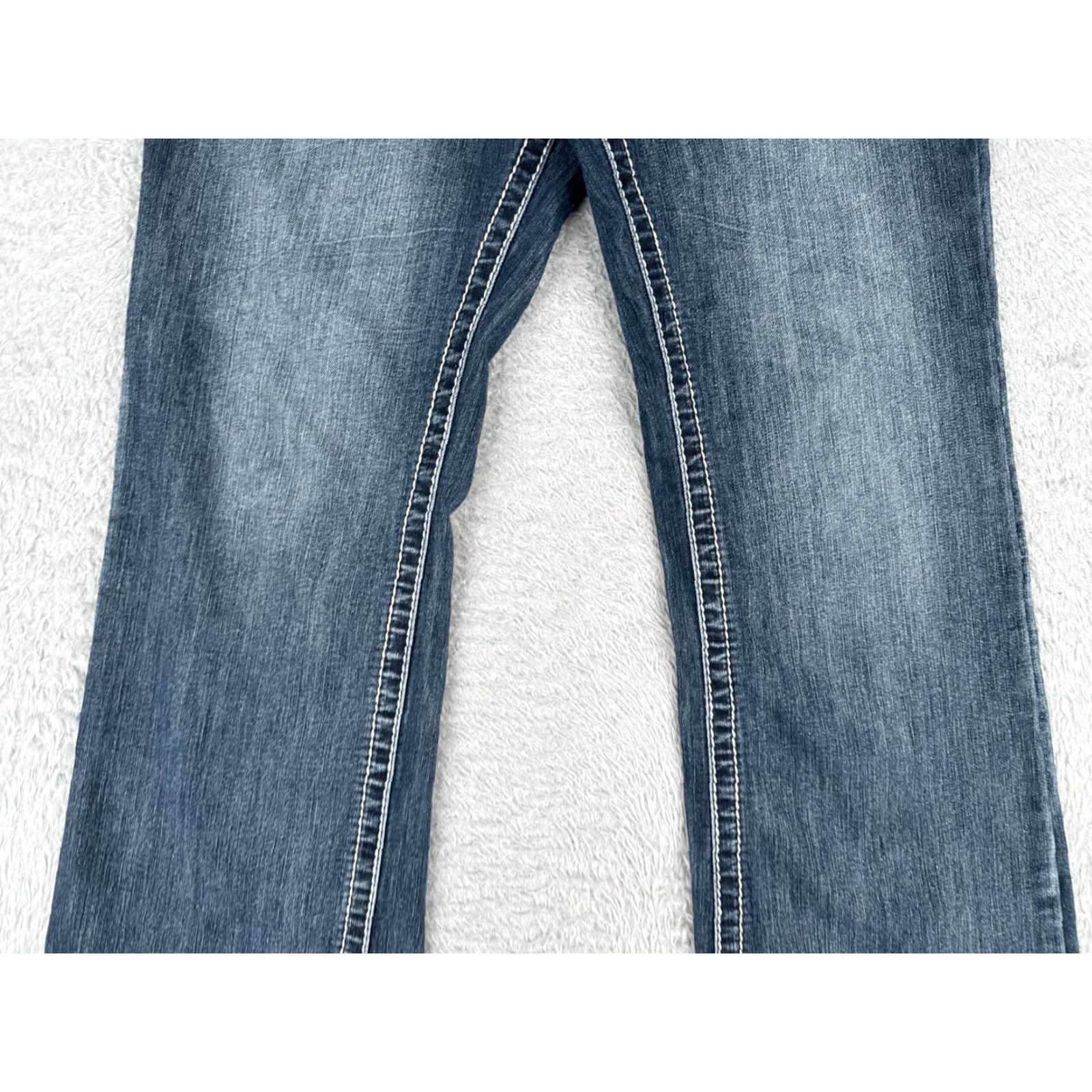 Vintage Maurices Jeans Women Bootcut 7 Blue Denim 30x31 5-Pocket Embroidered Zipper Button Cotton Blend Regular Womens Size 28" / US 6 / IT 42 - 3 Thumbnail