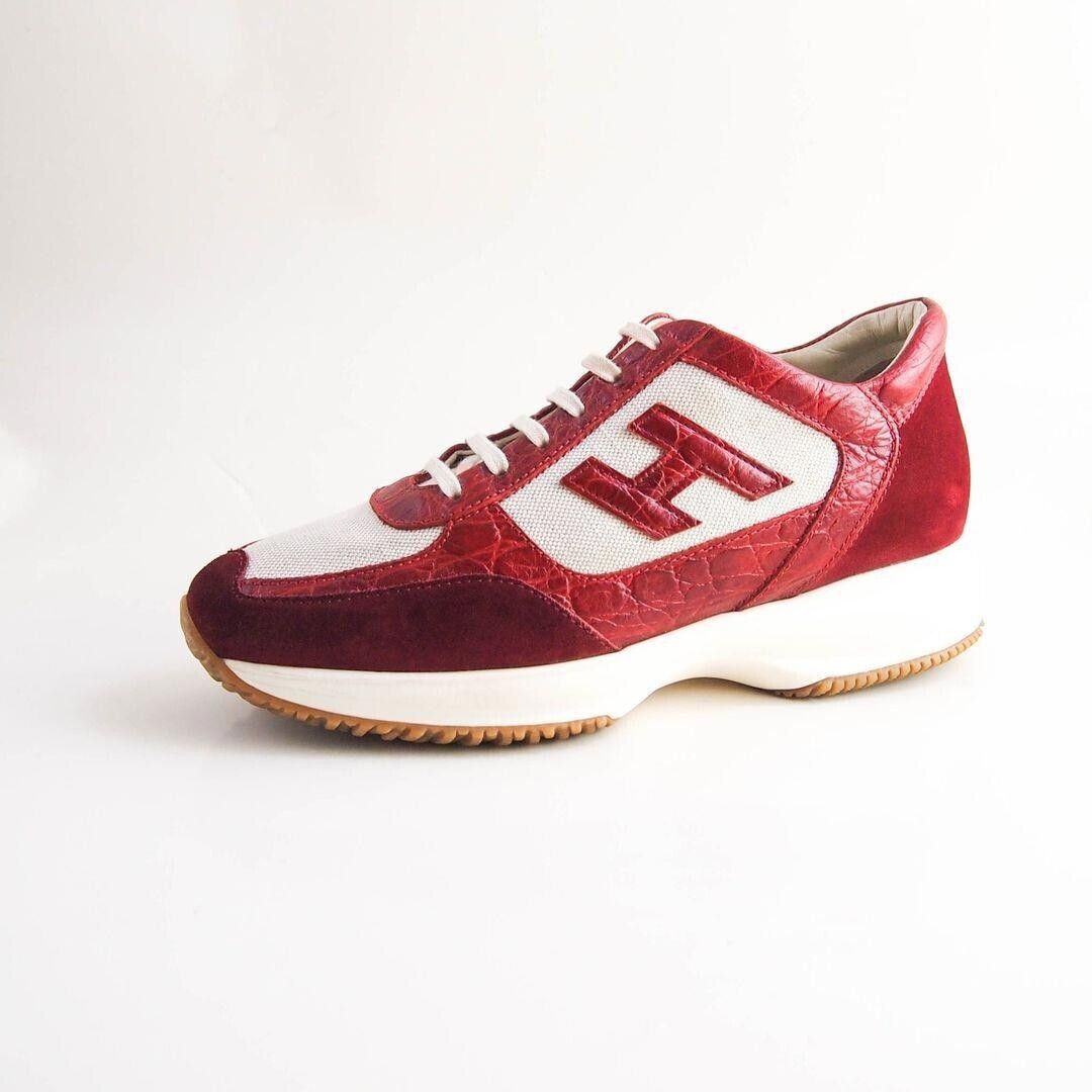 Hogan Hogan Low Top Sneakers Red Croc Ivory Canvas EU 40 US 10 Size US 10 / IT 40 - 1 Thumbnail