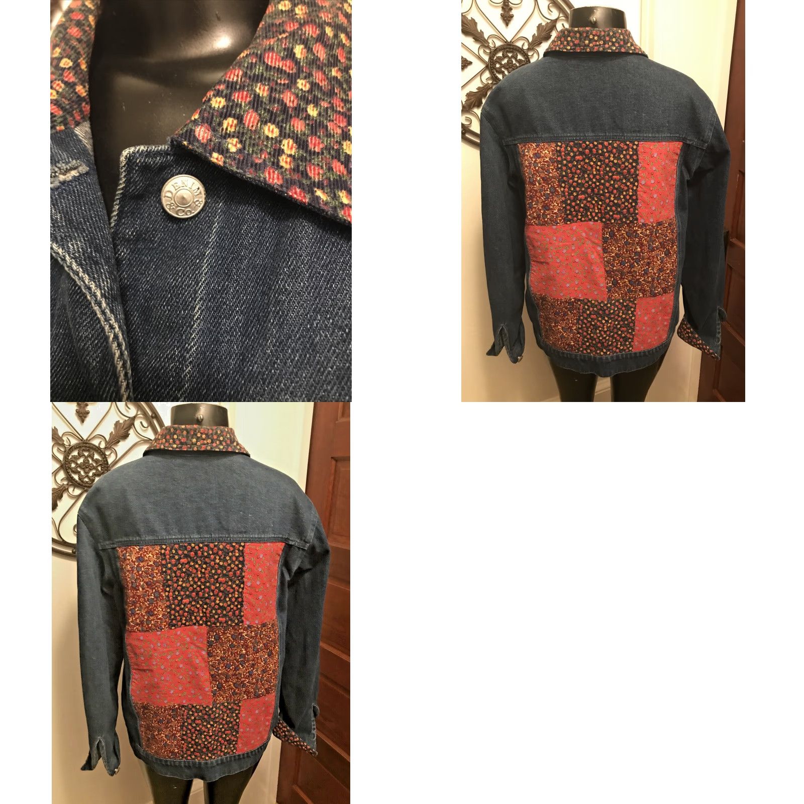 Denim & Co. Denim Patchwork Jacket 100% Cotton M Denim & Co Size M / US 6-8 / IT 42-44 - 8 Thumbnail