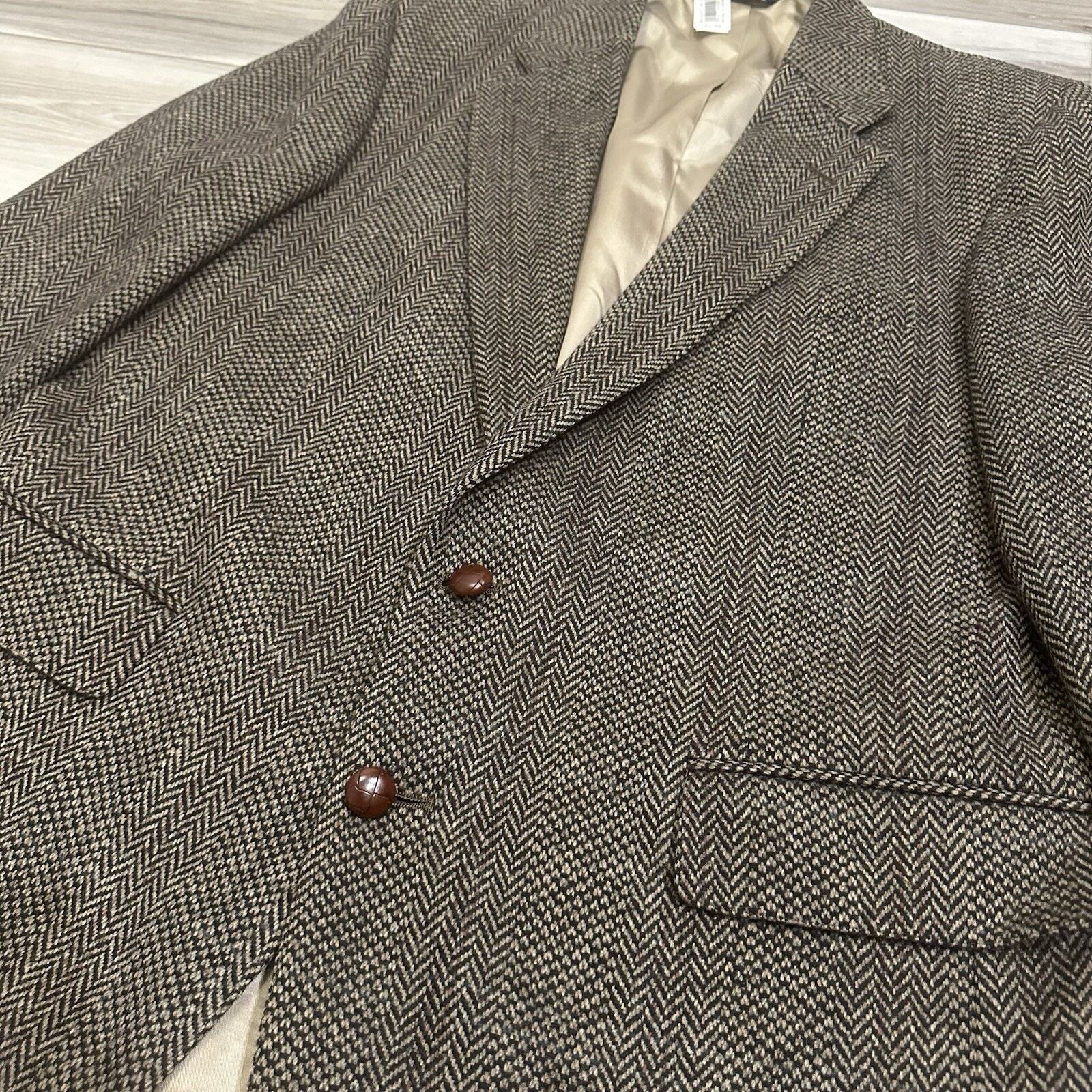 Chaps Chaps Ralph Lauren Sport Coat Herringbone 100% Wool Size 44 Size 44R - 2 Thumbnail
