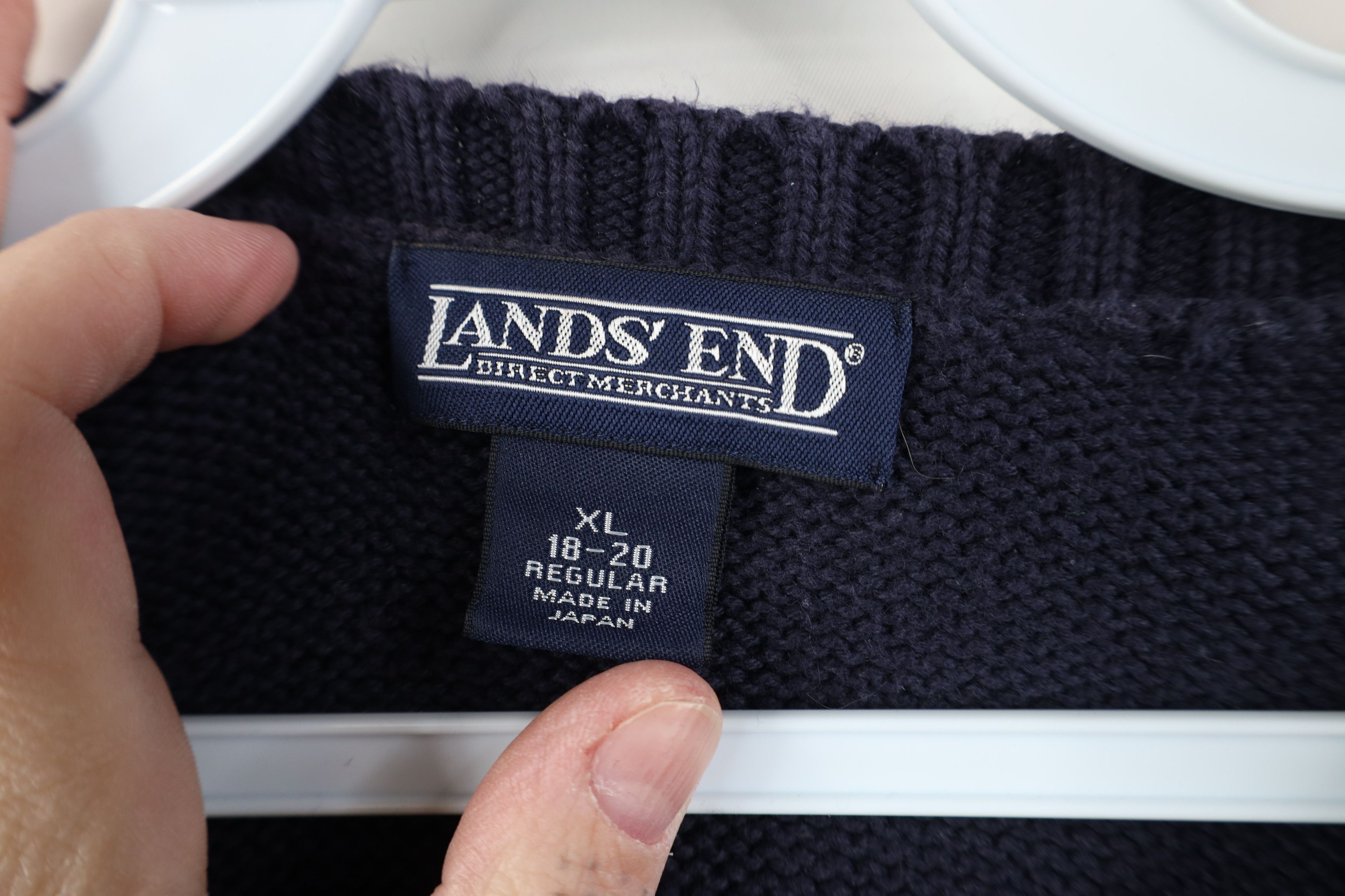 Lands' End Vintage 90s Lands End Faded Cotton Ribbed Knit Sweater Japan Size XL / US 12-14 / IT 48-50 - 8 Thumbnail