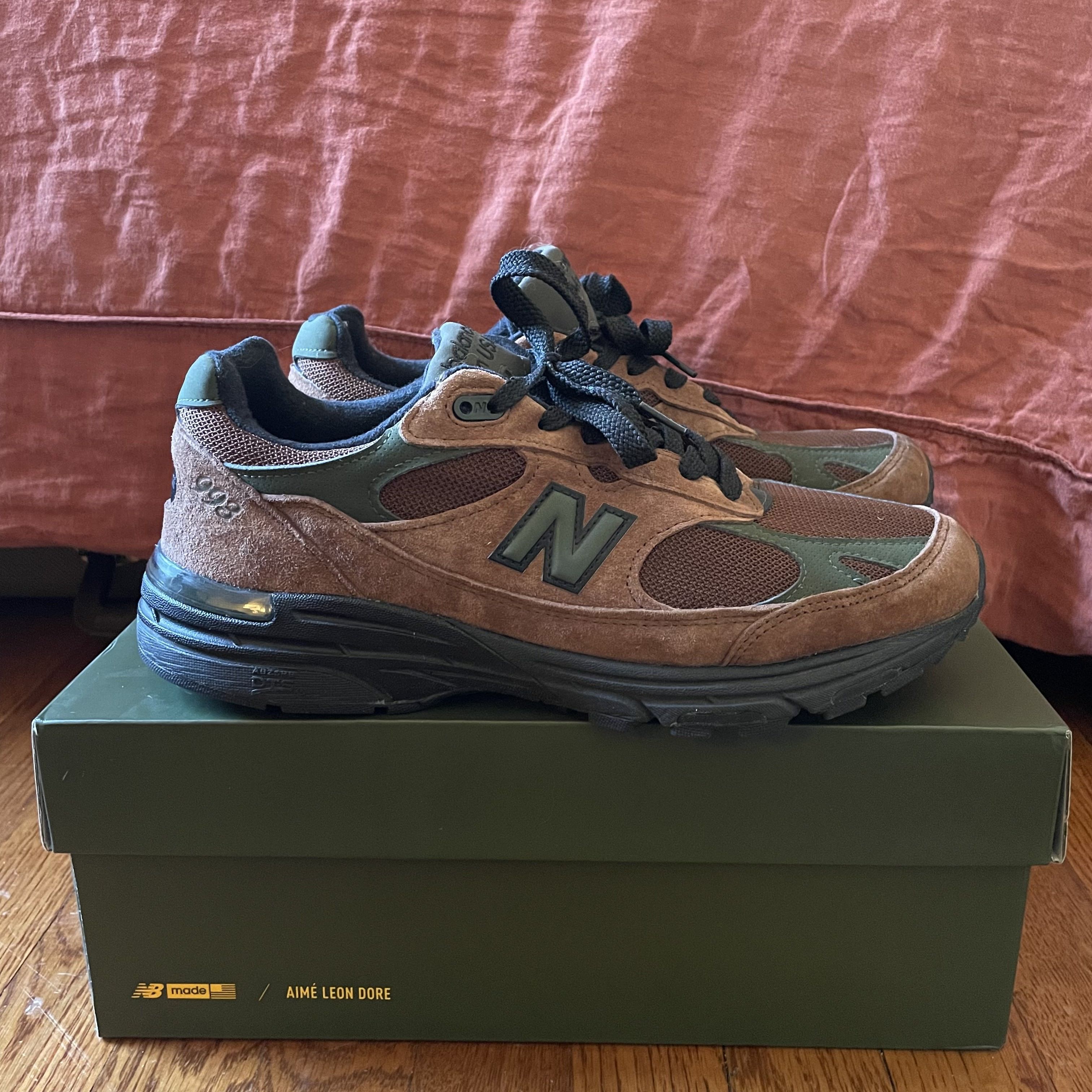Pre-owned Aime Leon Dore X New Balance Aime Leon Dore New Balance 993 Shoes In Green/brown