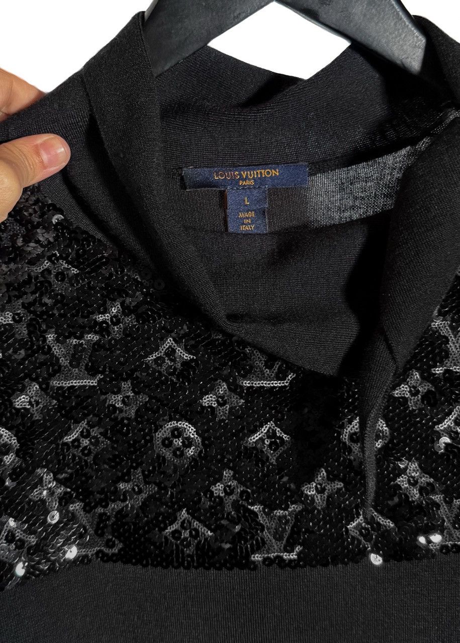 Louis Vuitton Louis Vuitton FW19 Black Sequinned Monogram Knit Mini Dress Size L / US 10 / IT 46 - 5 Thumbnail