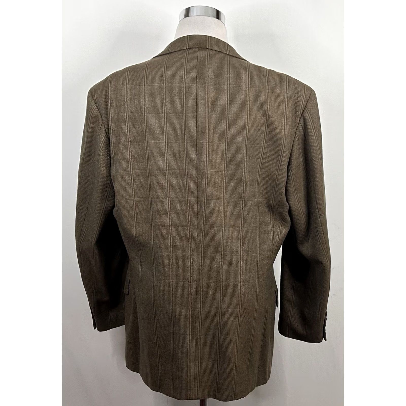Calvin Klein Calvin Klein Sport Coat 44L Wool Beige Plaid Two-Button Lined Jacket Mens Jacket Notch Lapel Single-Breasted 100% Worsted Wool Vintage Size US XS / EU 42 / 0 - 6 Thumbnail