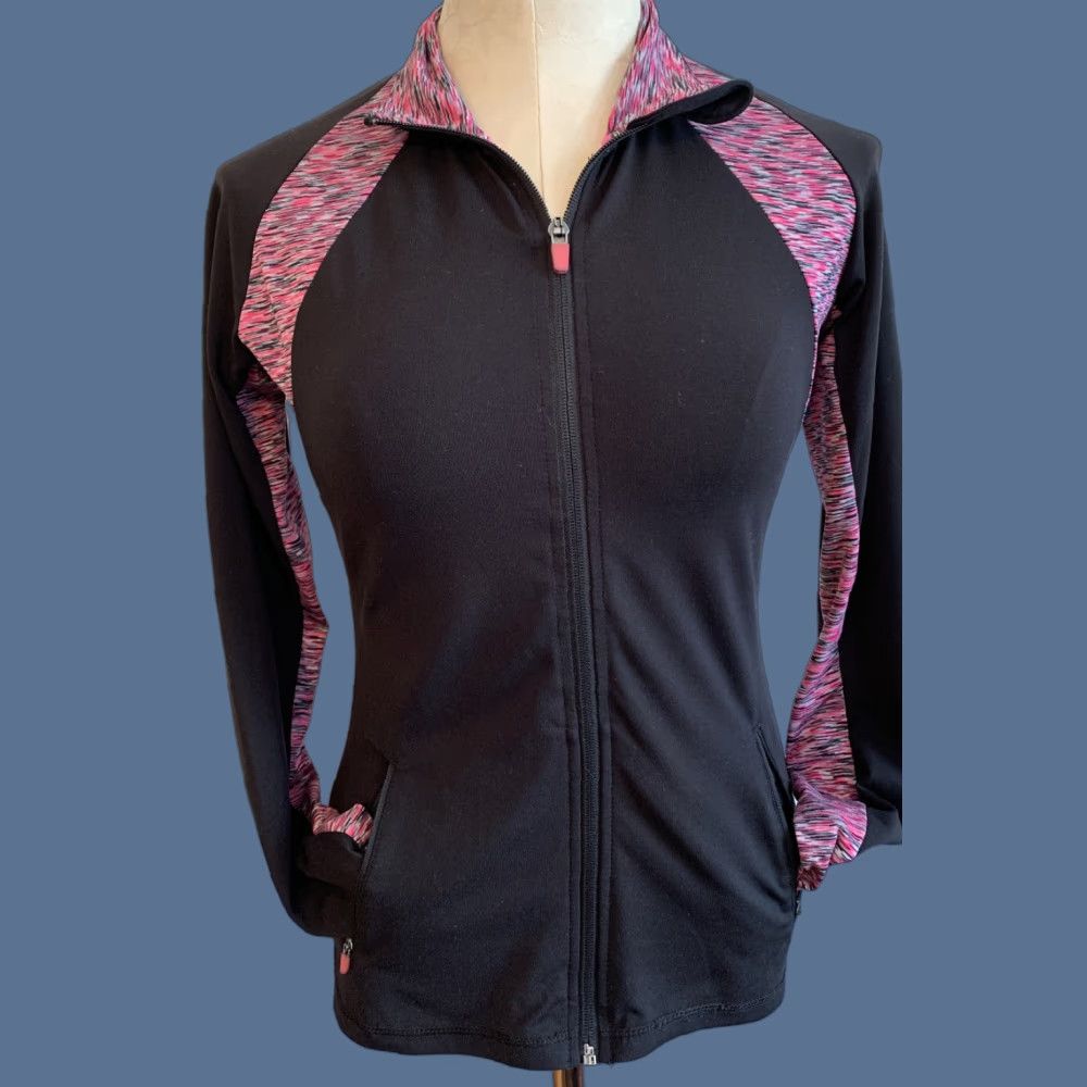Vintage Atmosphere Women's Fitted Full Zip Jacket 4 Pink Space Dye Black Activewear Size S / US 4 / IT 40 - 1 Thumbnail