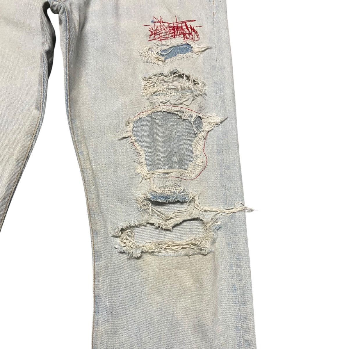 Japanese Brand RNA SLANG Denim Distressed Patchwork Jeans Size US 30 / EU 46 - 7 Thumbnail