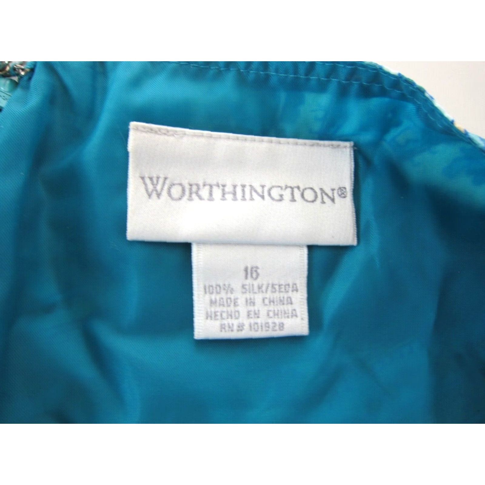 Worthington Worthington 100% Silk Blue White Paisley Straight A-Line Pencil Skirt Women 16 Size 38" / US 16 / IT 52 - 3 Thumbnail