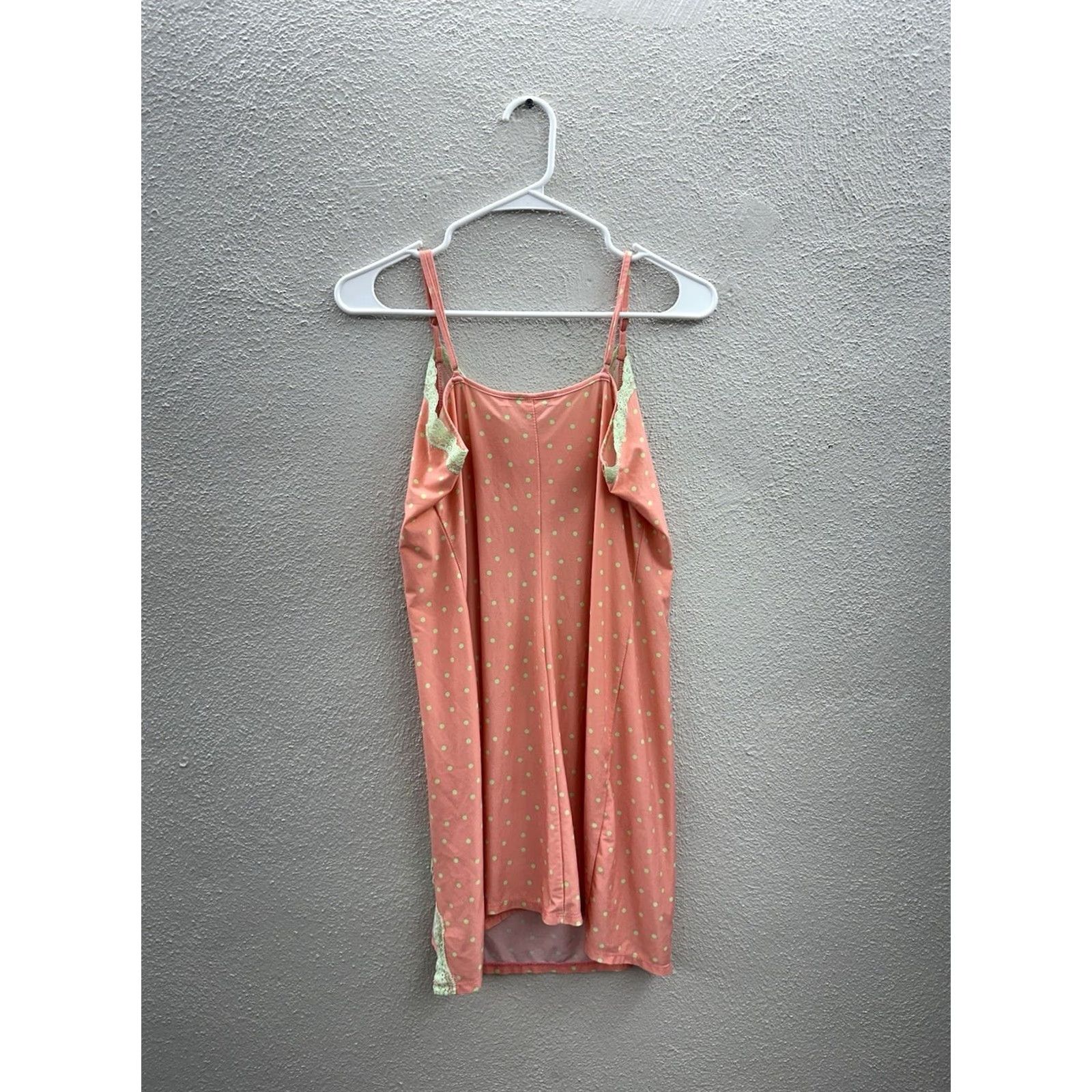 Vintage Linea Donatella Nightgown Women Sleepwear Gown Sleeveless V-Neck Pink Polka Dot LaceTrim Camisole Medium XS? Size ONE SIZE - 6 Thumbnail