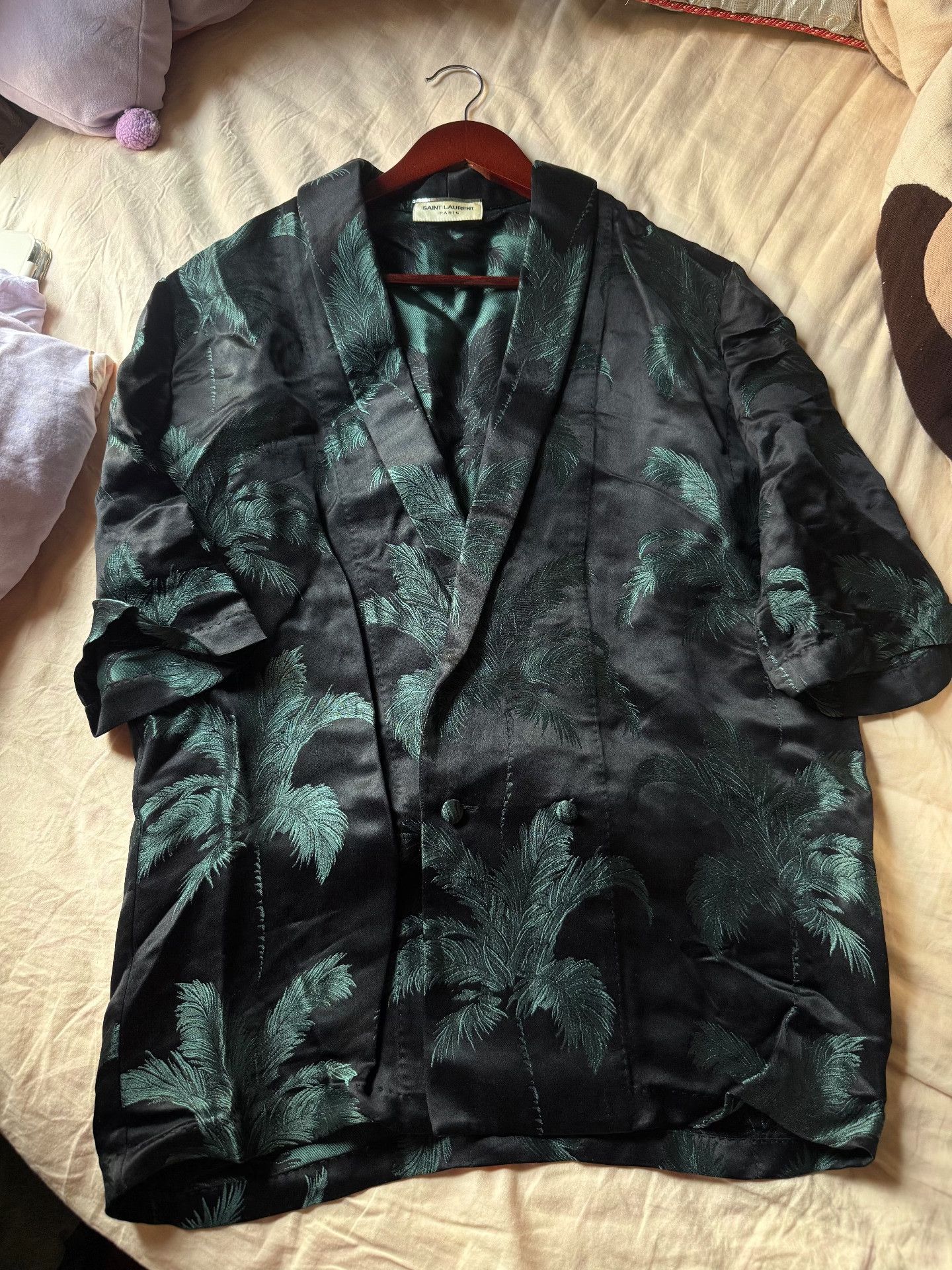 Saint Laurent Paris Saint Laurent Paris Palm Leaf Silk Cardigan Size US XS / EU 42 / 0 - 1 Thumbnail
