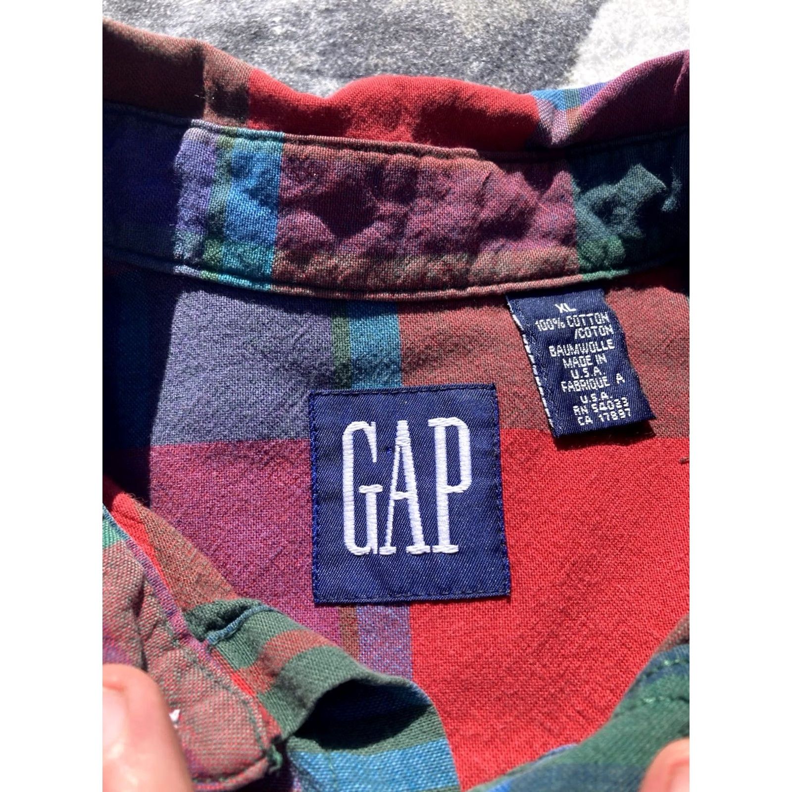 Gap VINTAGE GAP Flannel Shirt Mens M Plaid Long Sleeve Button-Up Collared USA Made Red 90s Grunge Size US M / EU 48-50 / 2 - 4 Thumbnail