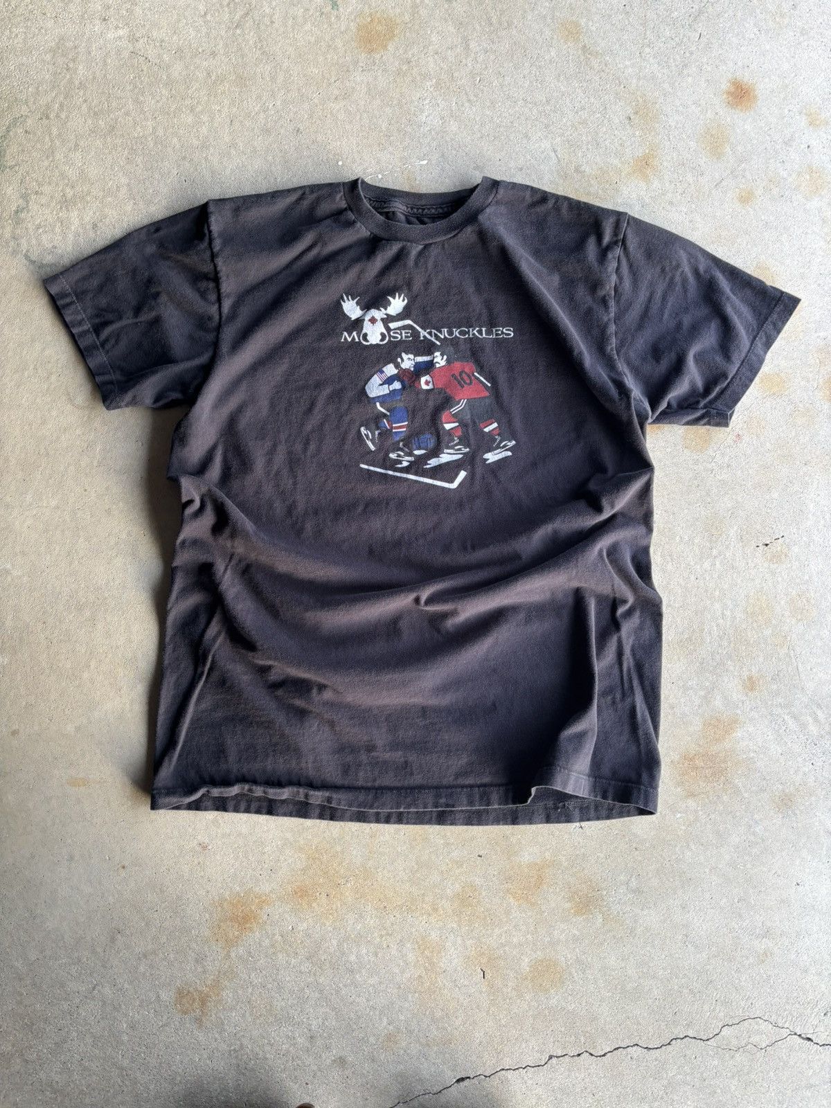 Moose Knuckles Crazy Faded Black Mooseknuckles Canada Hockey Fight Tee Size US M / EU 48-50 / 2 - 1 Thumbnail