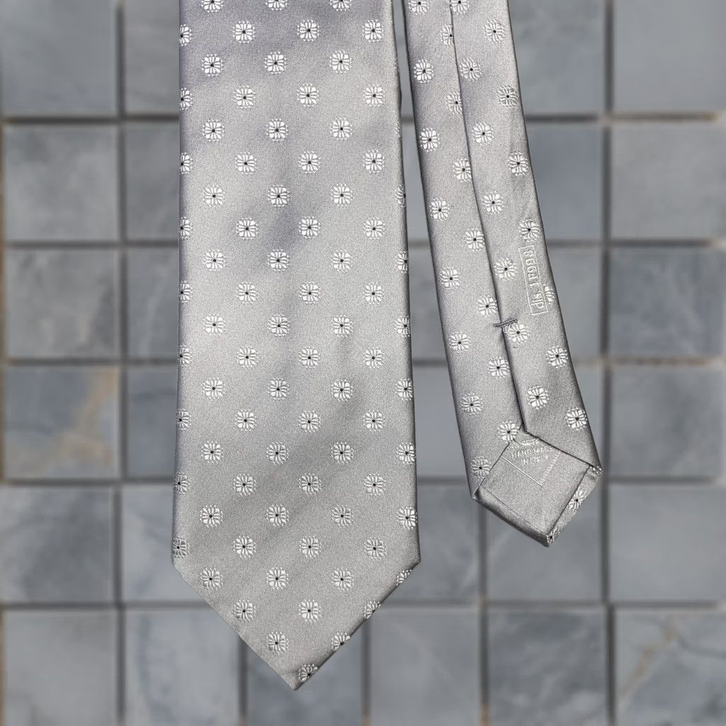 Brioni BRIONI Grey White Floral Silk Tie Size ONE SIZE - 1 Thumbnail