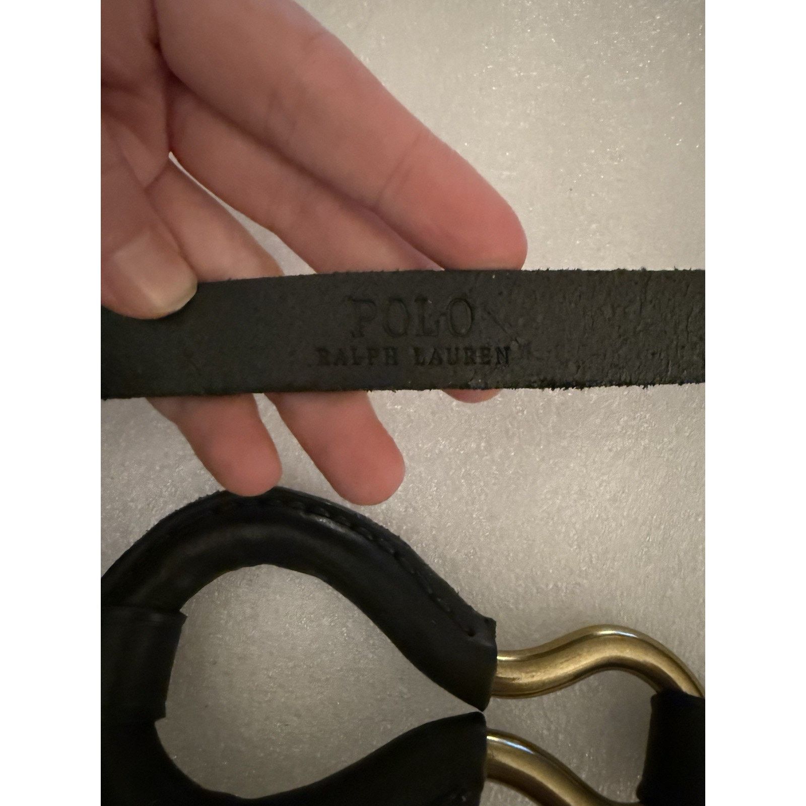 RARE Polo Ralph Lauren Black Leather D Ring Brass Tri Equestrian Belt XL RARE Ralph Lauren Leather D Ring Brass Tri Equestrian Belt main image 2