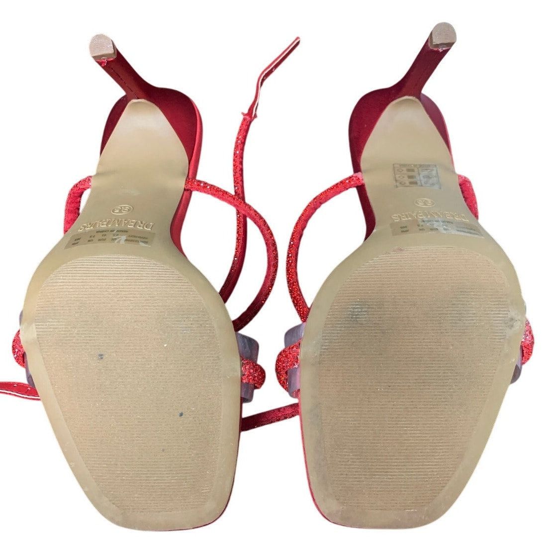 Other Dream Pairs 9.5 Red Rhinestone Bow Clear Strap Heels Size US 9.5 / IT 39.5 - 7 Thumbnail