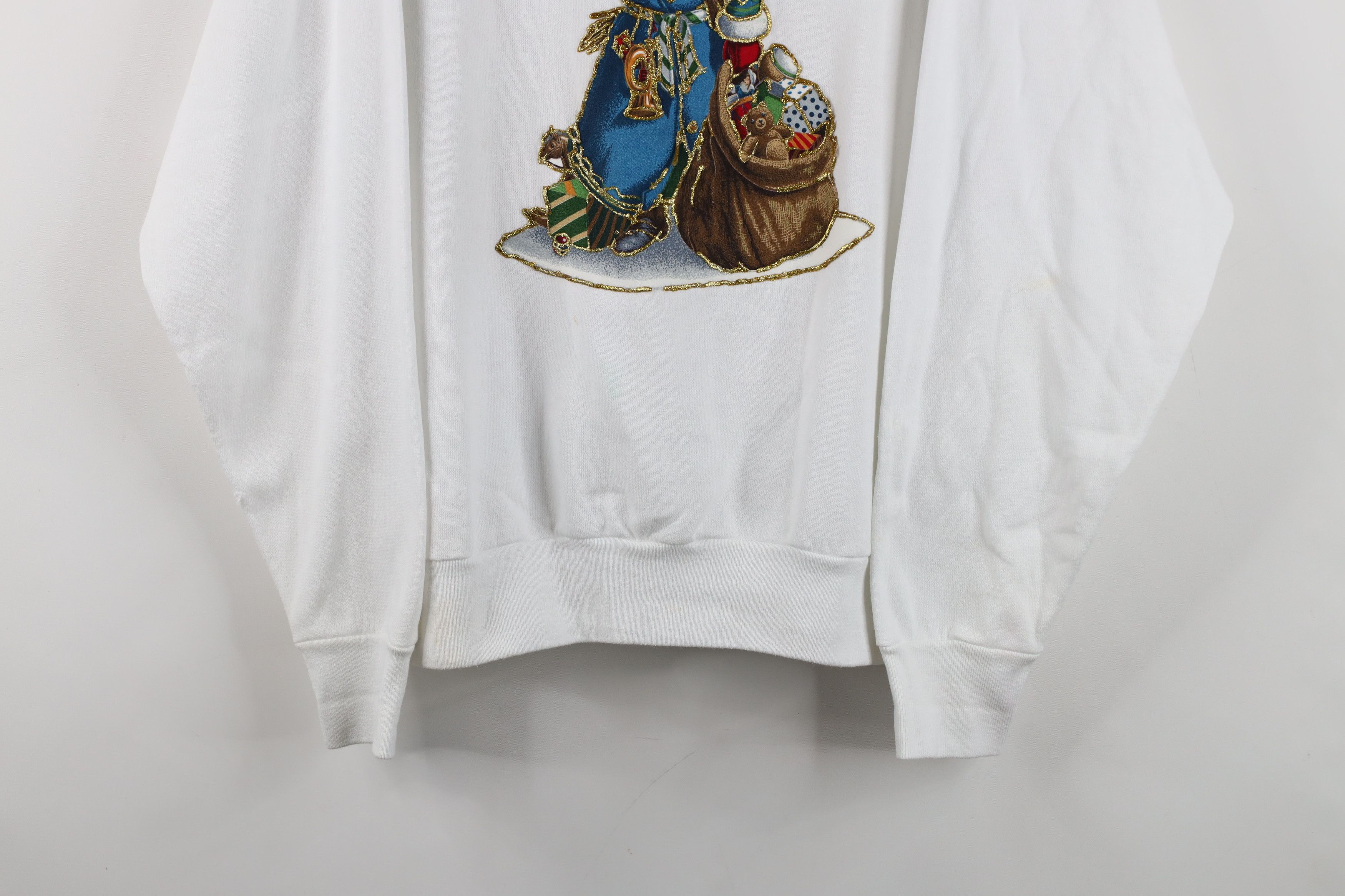 Vintage Vintage 90s Christmas Santa Glitter Glue Sweatshirt USA Size L / US 10 / IT 46 - 3 Thumbnail