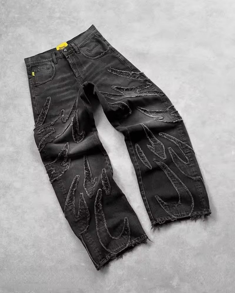 Jeans Patchwork Gothic Raw Edge Embroidered