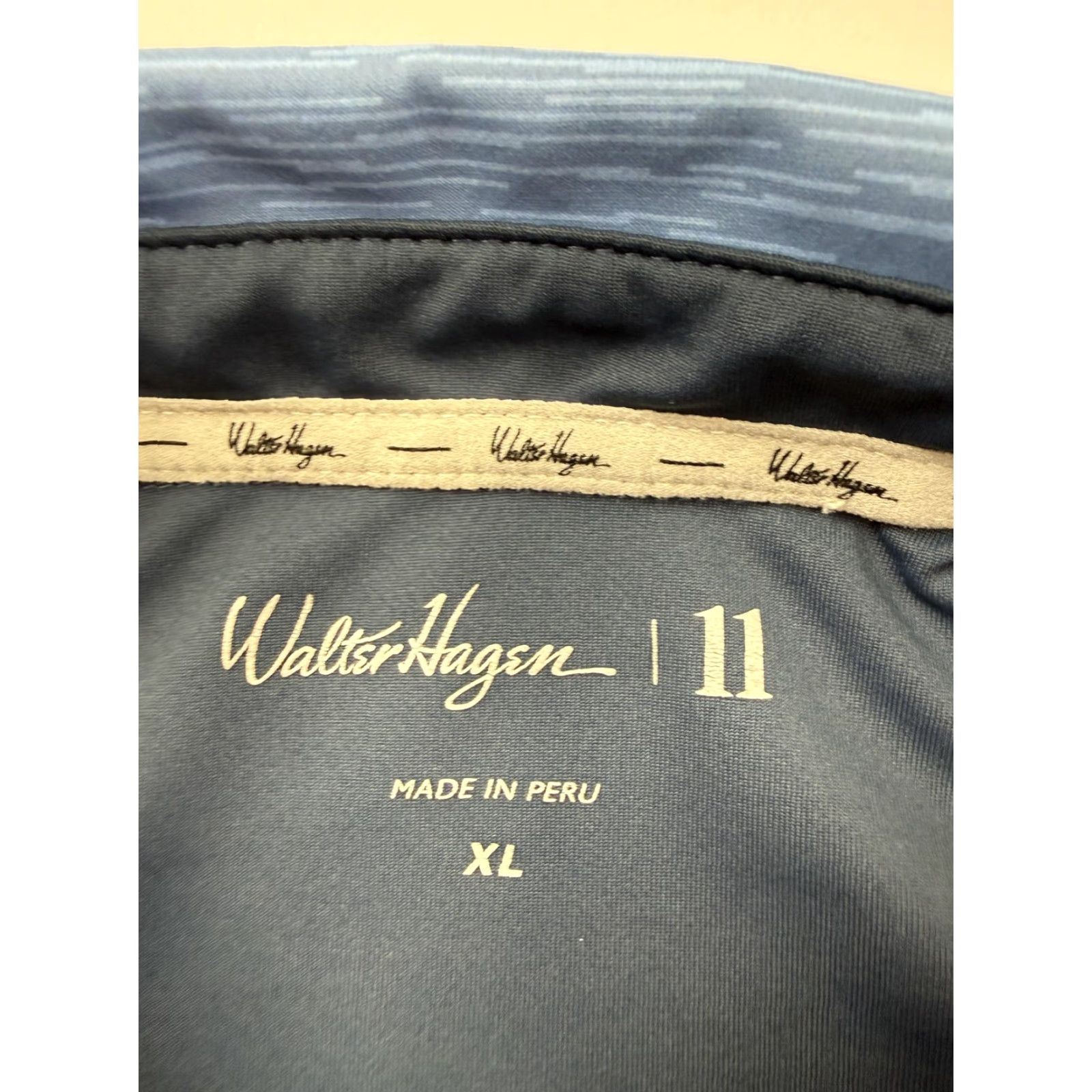 Vintage Walter Hagen Polo Shirt Mens XL Blue Striped Geometric Golf Performance Stretch Shirt Size US XL / EU 56 / 4 - 5 Thumbnail