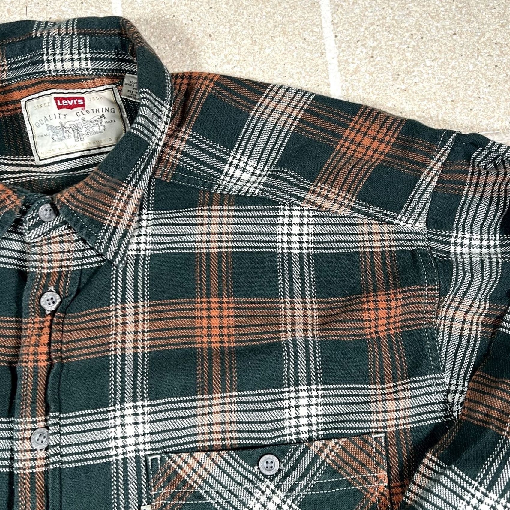 Levi's VINTAGE Levi’s Plaid Flannel Shirt L Men 90s Green Orange Baggy Button-Up Long Sleeve Size US L / EU 52-54 / 3 - 5 Thumbnail