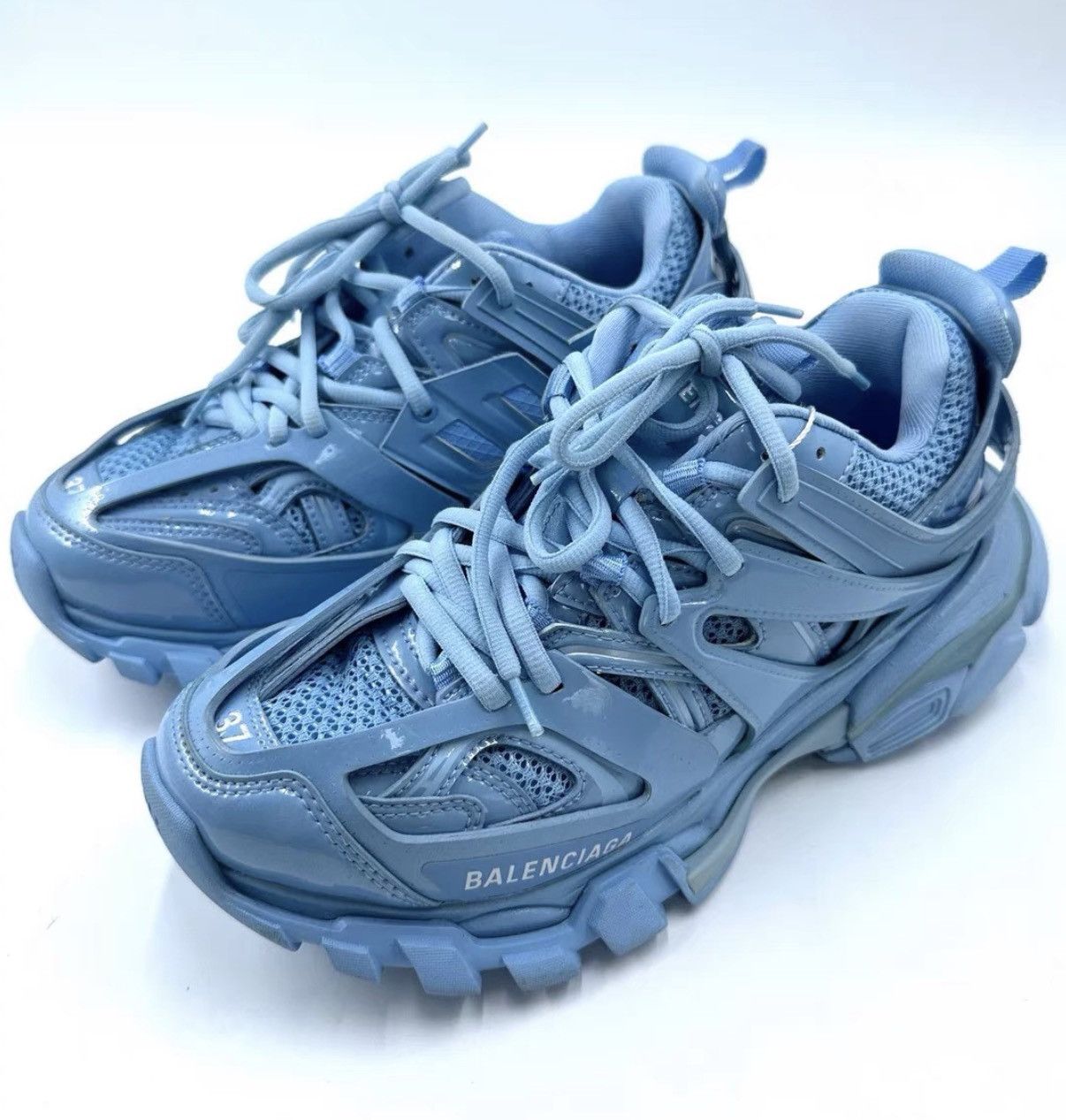 Balenciaga Balenciaga Ice Blue Track Dad Sneakers K12 Size US 7 / IT 37 - 1 Thumbnail