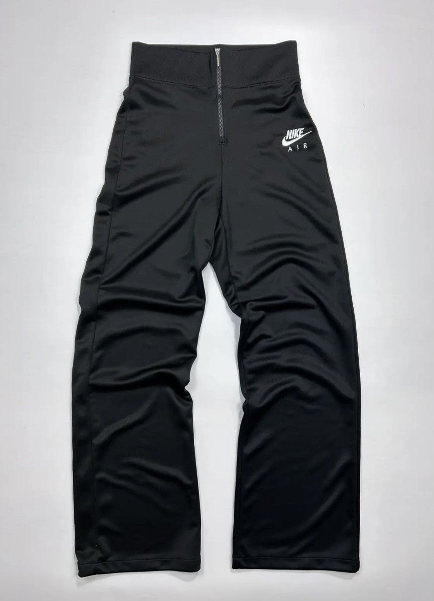 Vintage Nike Track Pants Jet Black Polyester White Y2K