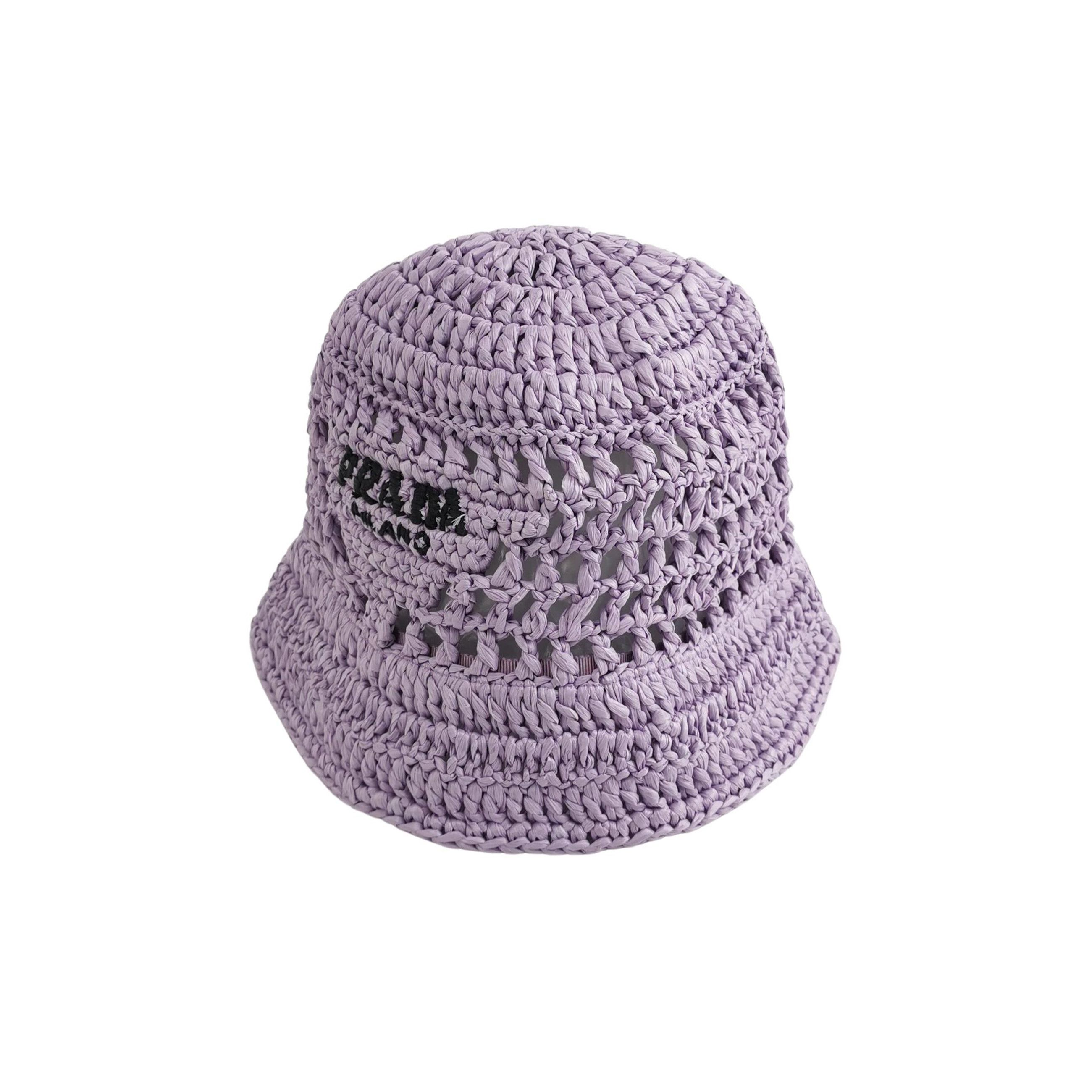 Prada Prada Logo Crochet Raffia Bucket Hat Size S Size ONE SIZE - 1 Thumbnail