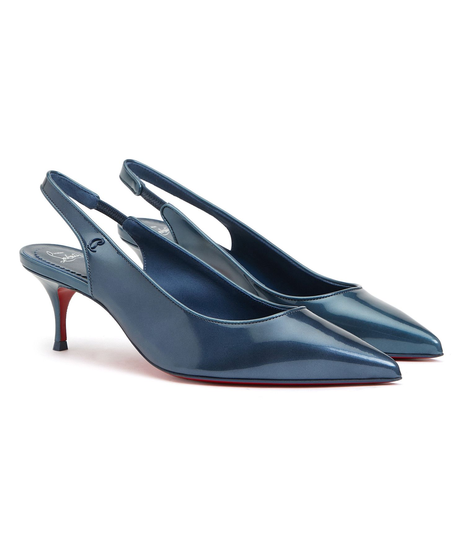 Christian Louboutin Kate Sporty 55 Blue Patent Leather Pumps Shoes, Women's (Size 8.5)