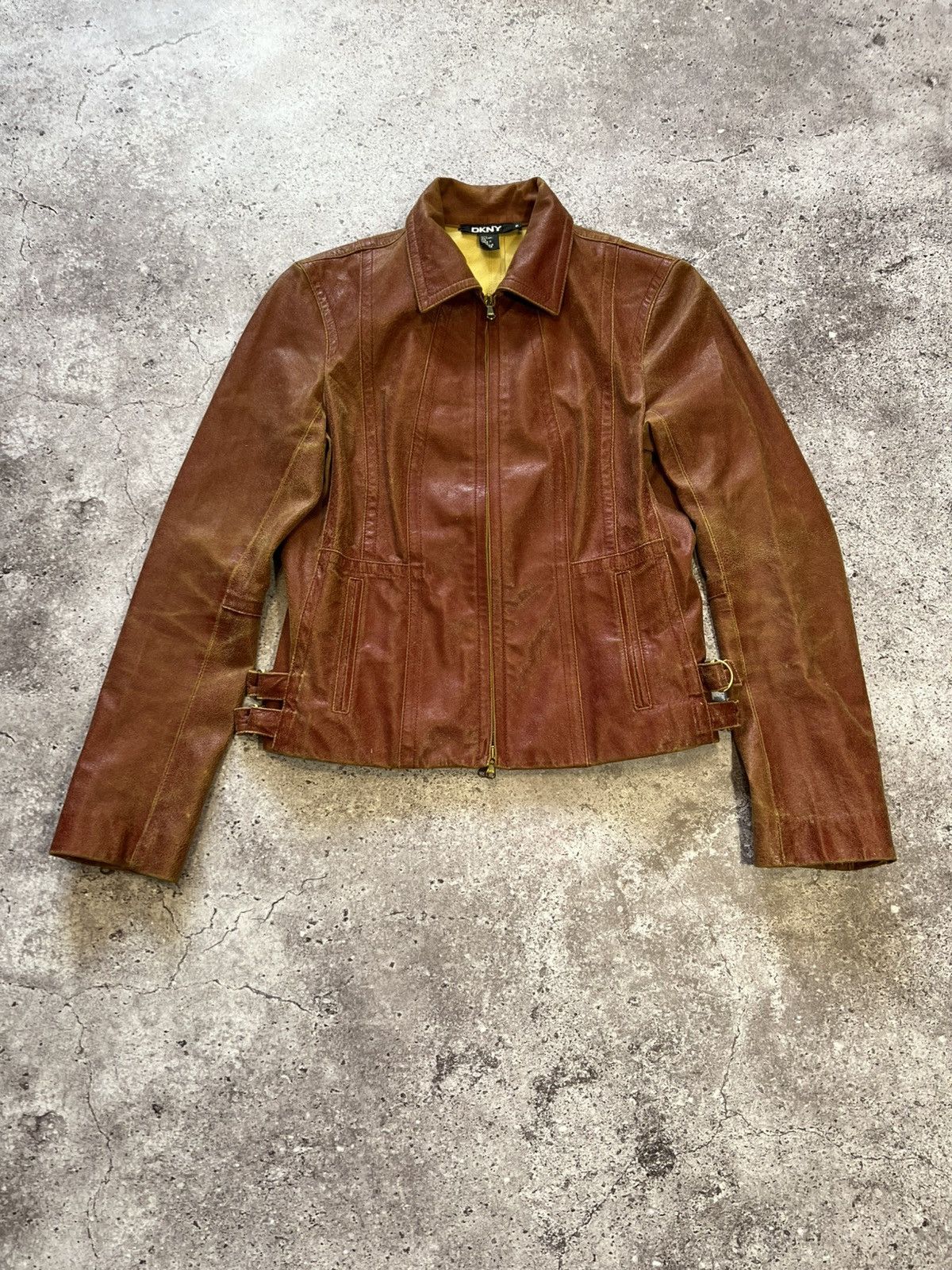 Donna Karan Nice design DKNY zipper leather biker jacket Like Hedi Size M / US 6-8 / IT 42-44 - 5 Thumbnail