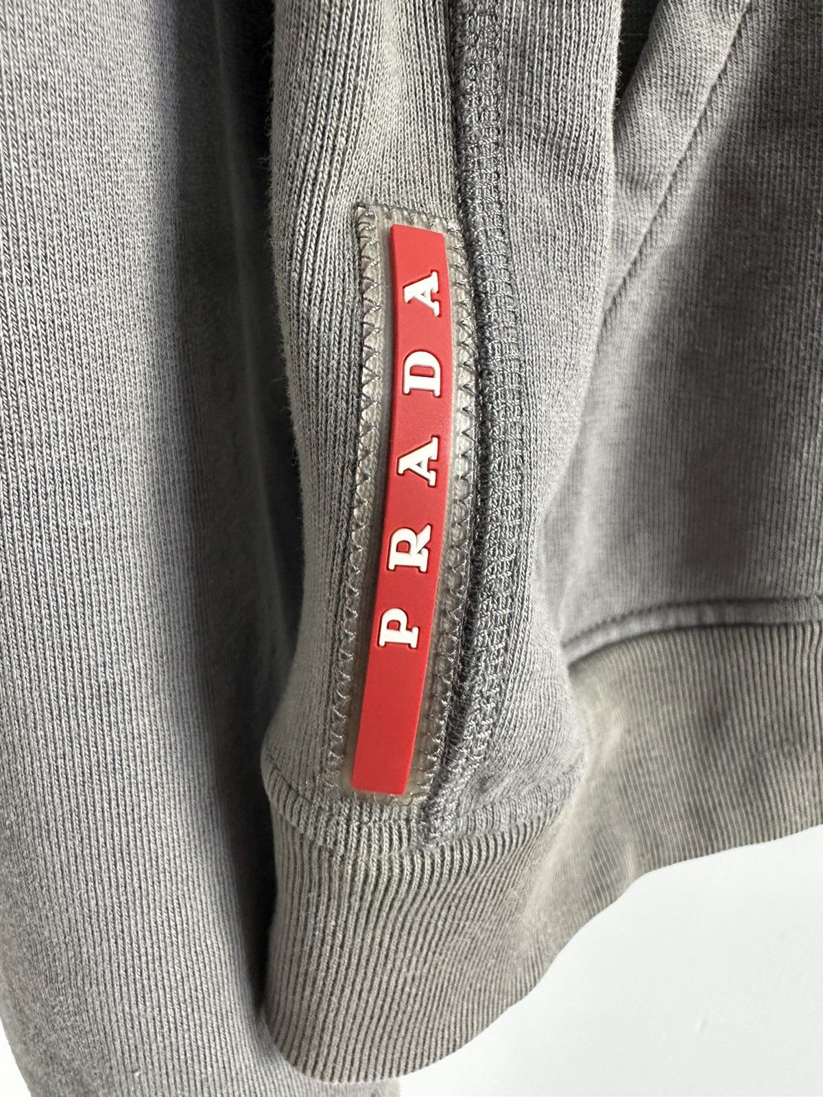 Prada Prada red tab Linea rossa faded grey hoodie Size US XL / EU 56 / 4 - 7 Thumbnail