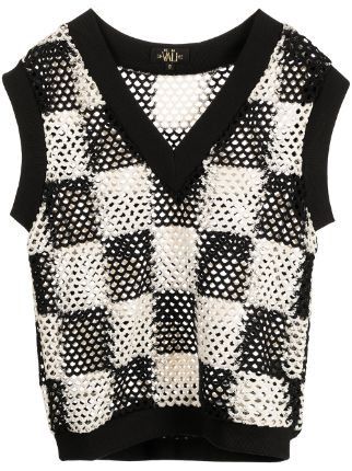 image of De La Vali O1Mle0524 Rico Crotchet Top In Black/white, Women's (Size XS)