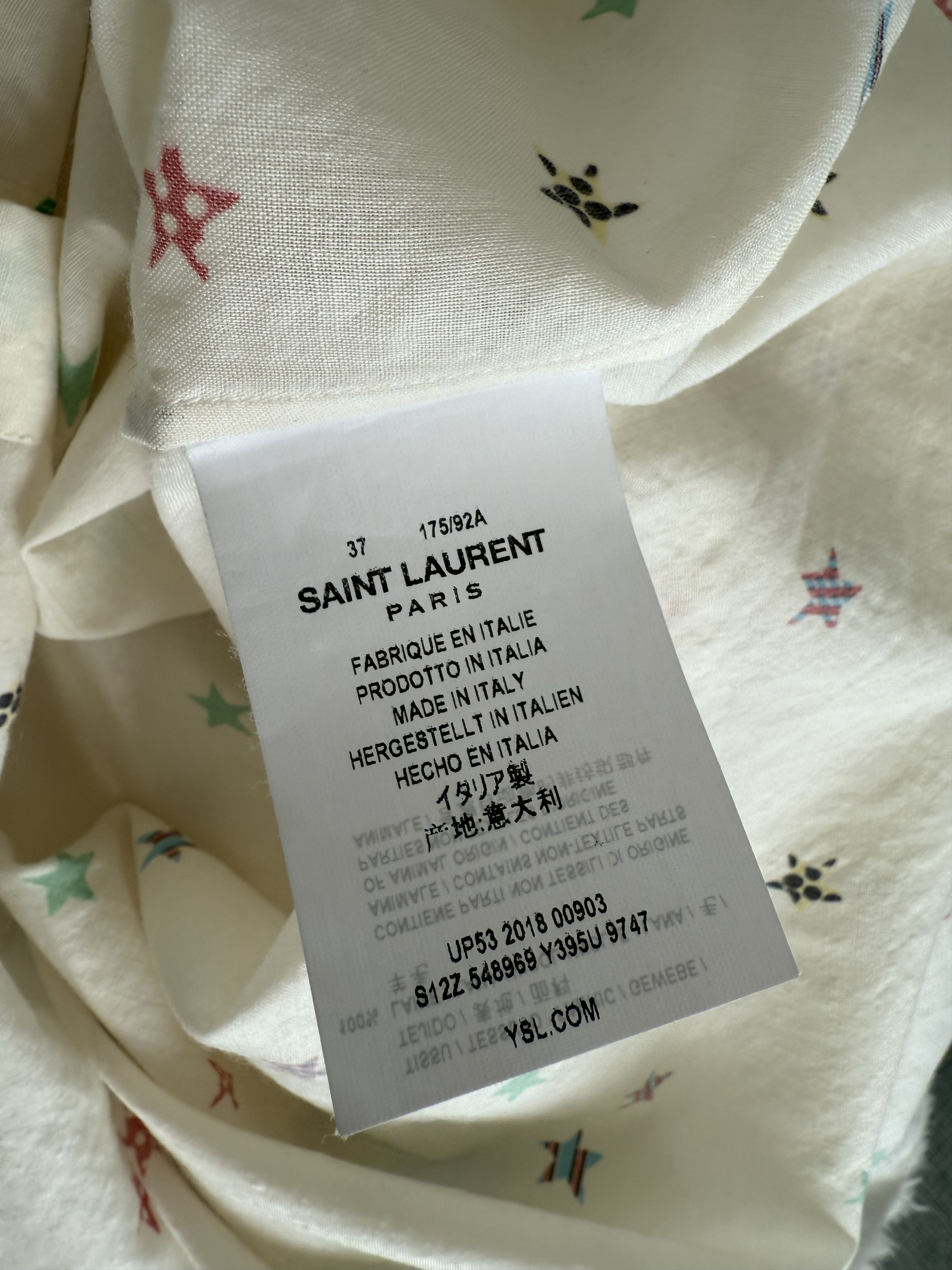 Saint Laurent Paris SS19 Saint Laurent Raw Hem Stars Shirt Size US XS / EU 42 / 0 - 11 Thumbnail