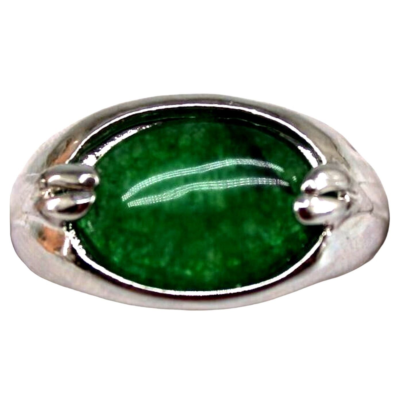 Other Aventurine Natural Green Stone Ring • Silvertone • Size 9.25 Size ONE SIZE - 1 Thumbnail