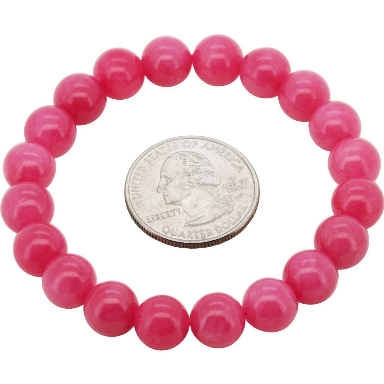 Other 10mm Pink Jade Gemstone Beaded Stretch Bracelet 7.5" Size ONE SIZE - 1 Preview