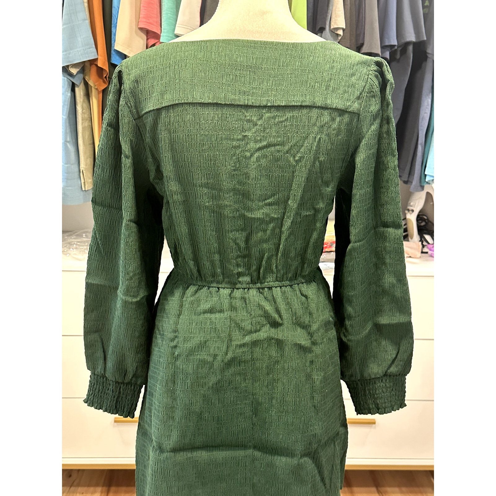 BB Dakota BB Dakota Forest Green Textured Long Sleeve Dress Boho SNWOT Size S / US 4 / IT 40 - 8 Thumbnail