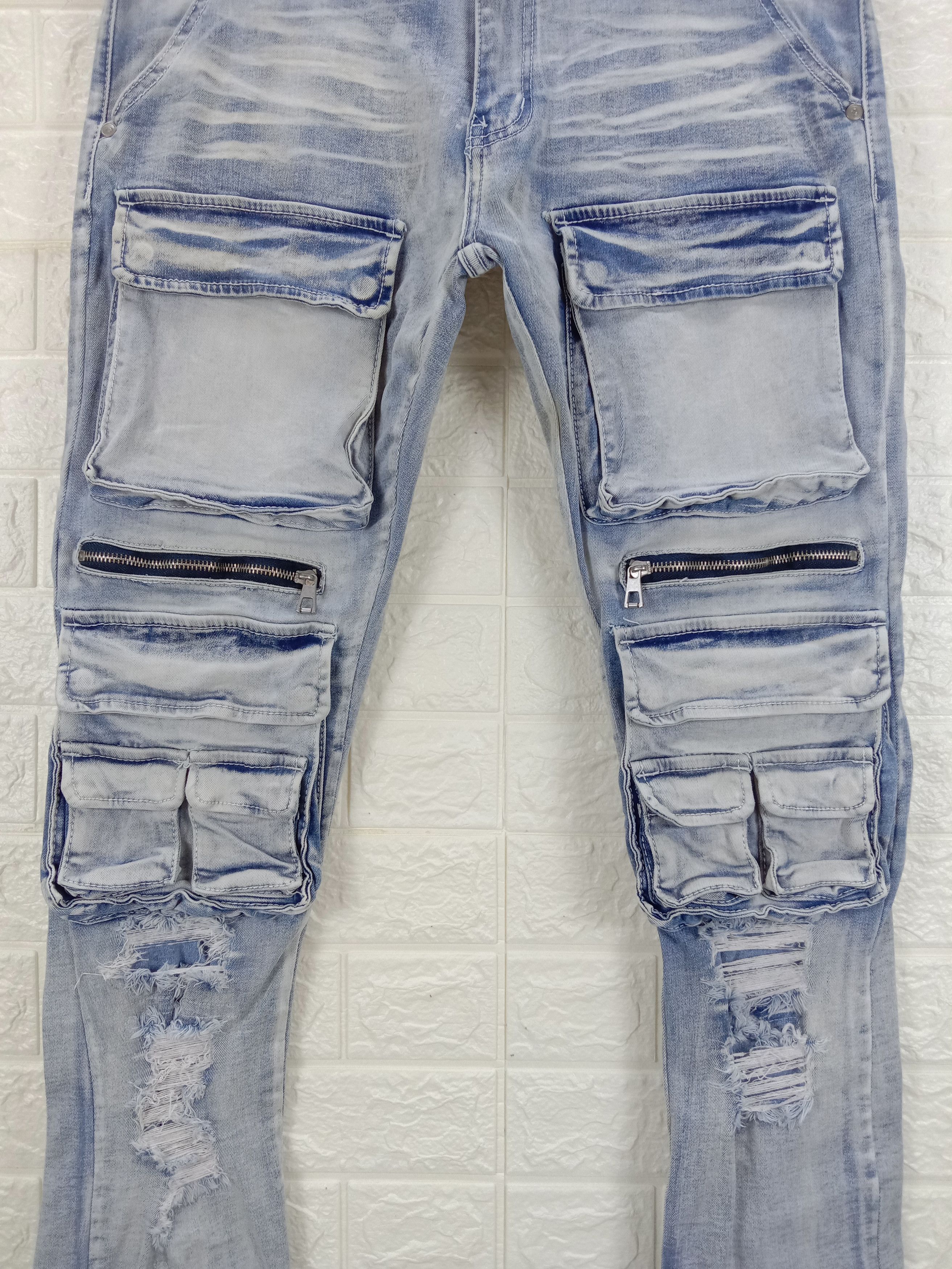If Six Was Nine Vintage Japanese Bondage Multi Pocket Cargo Jeans Size US 34 / EU 50 - 3 Thumbnail