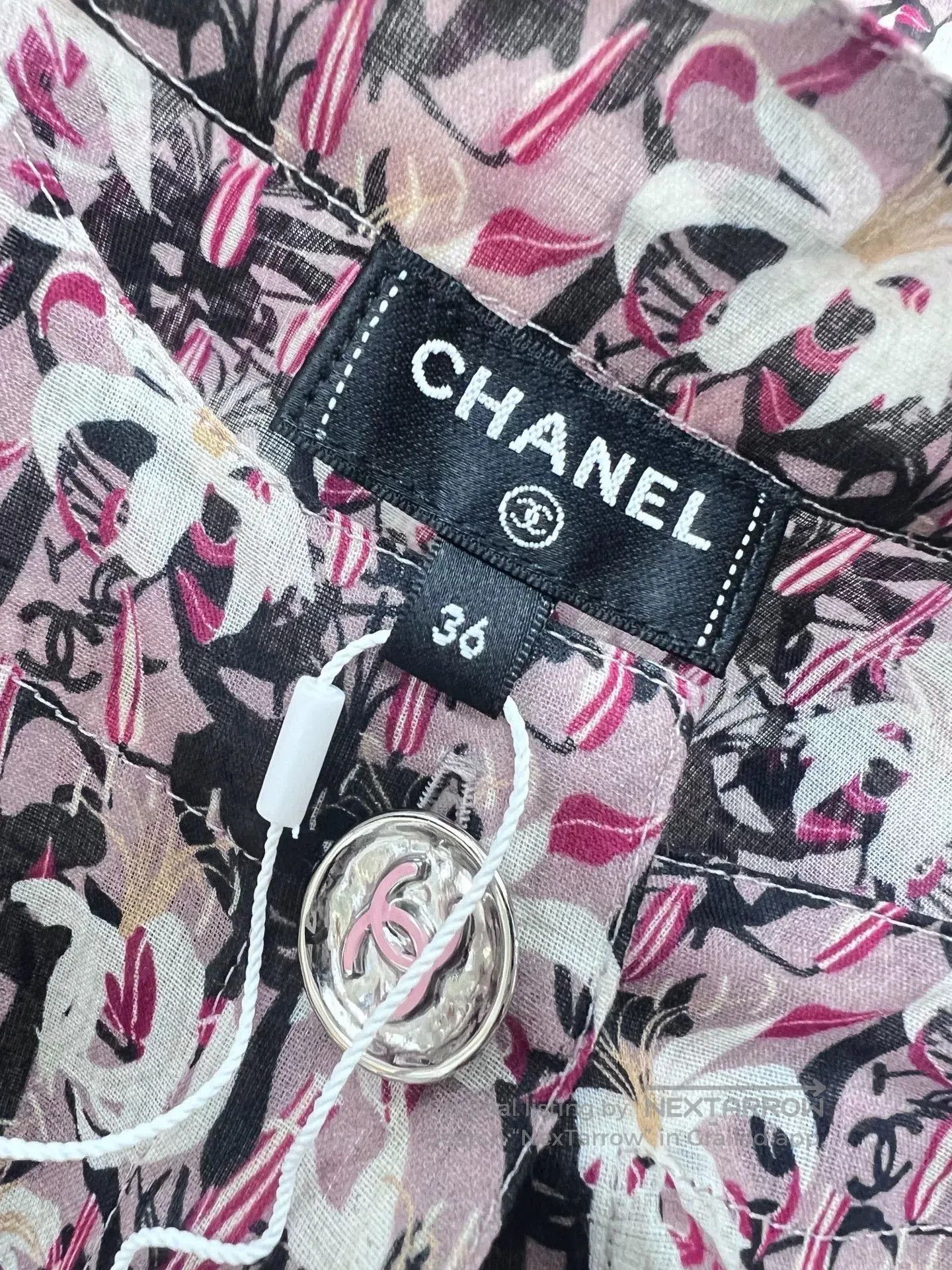 Chanel Chanel 23A Pink Floral Logo Silk Shirt. Size US S / EU 44-46 / 1 - 4 Thumbnail
