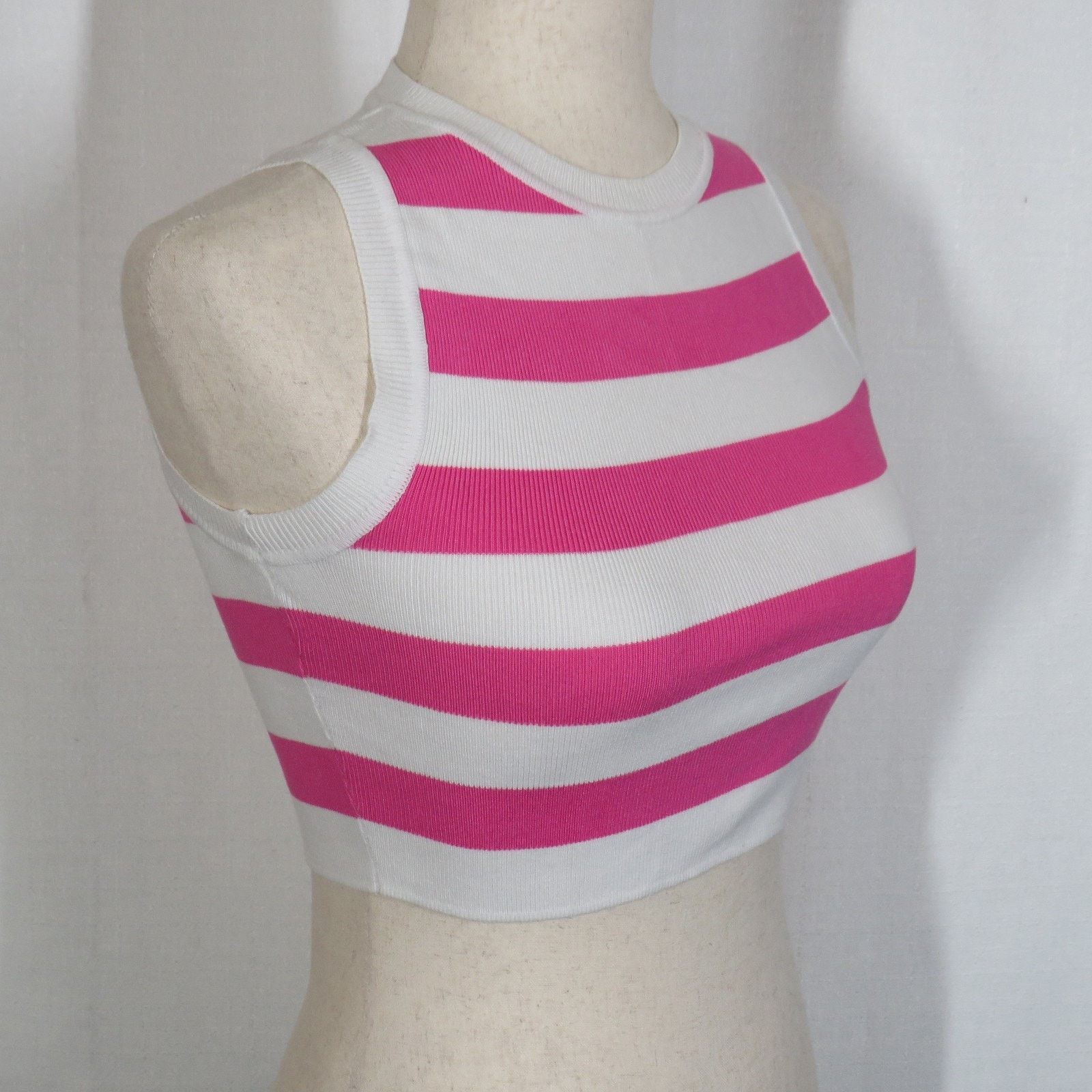 Zara Zara Pink White Stripe Lightweight Knit Cropped Tank Size S Size S / US 4 / IT 40 - 5 Thumbnail