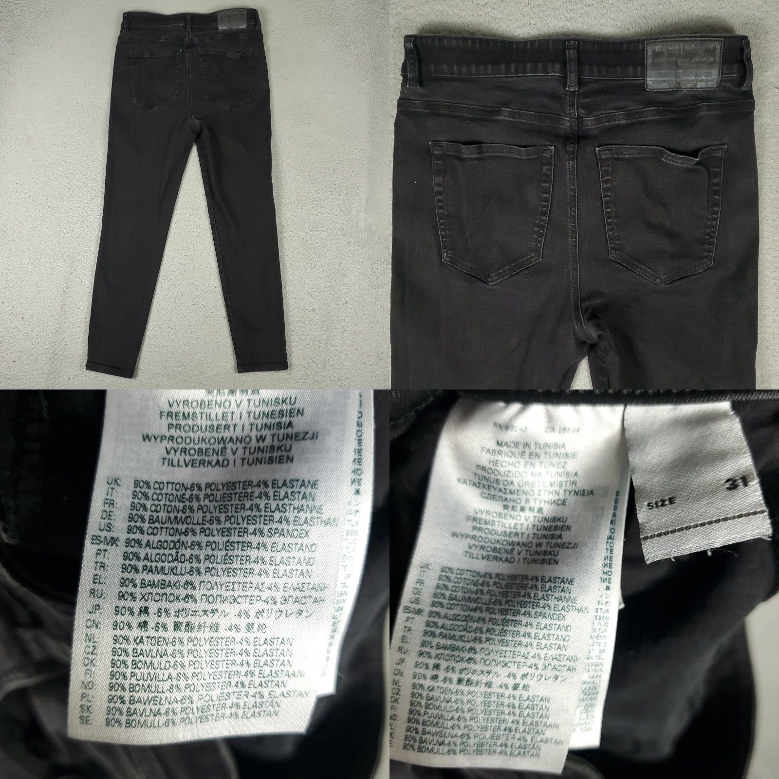 Diesel Diesel Jeans Womens Size 31 Black High Skinny denim Pants J zip button 5-Pocket Classic Modern American Logo Zipper Size 24" / US 00 / IT 34 - 8 Thumbnail