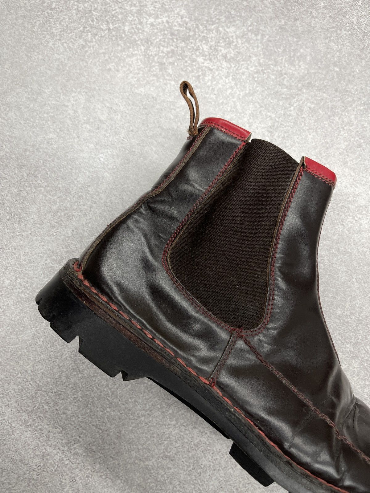 Miu Miu Vintage Womens Miu Miu Brown Red Seams Ankle Leather Boots Size US 9 / IT 39 - 9 Thumbnail