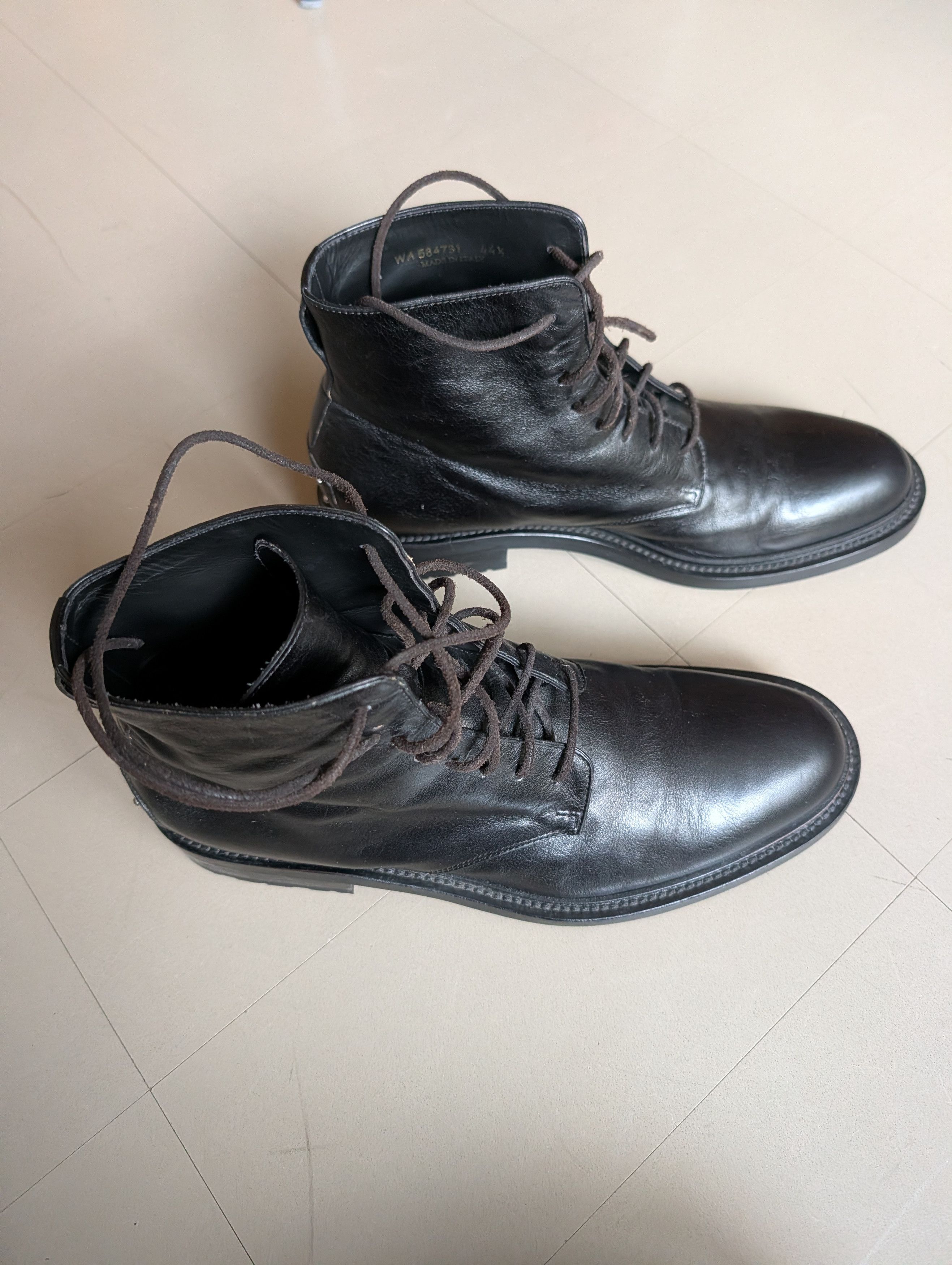 Saint Laurent Paris Black Leather Army Boots Size US 11.5 / EU 44-45 - 4 Thumbnail