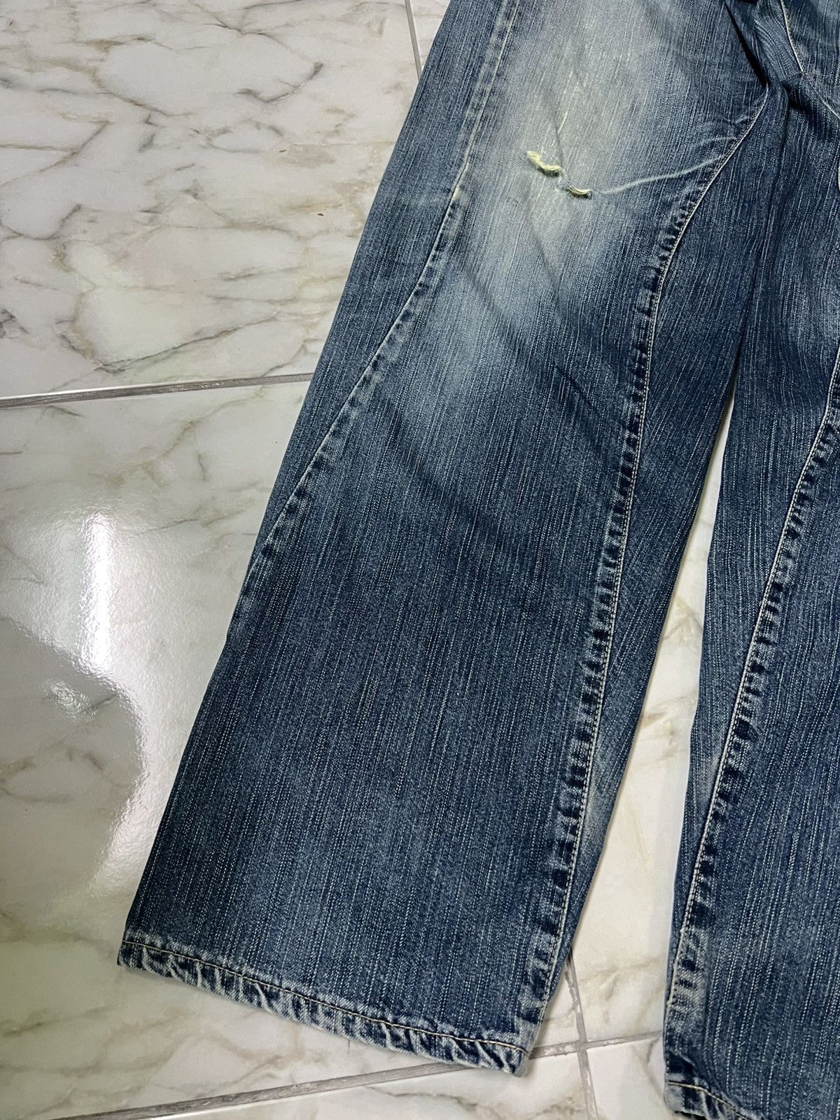 14th Addiction × Edwin × If Six Was Nine 💥Baggy💥Vintage Edwin E-Function Washed Distress Jean Size US 34 / EU 50 - 3 Thumbnail