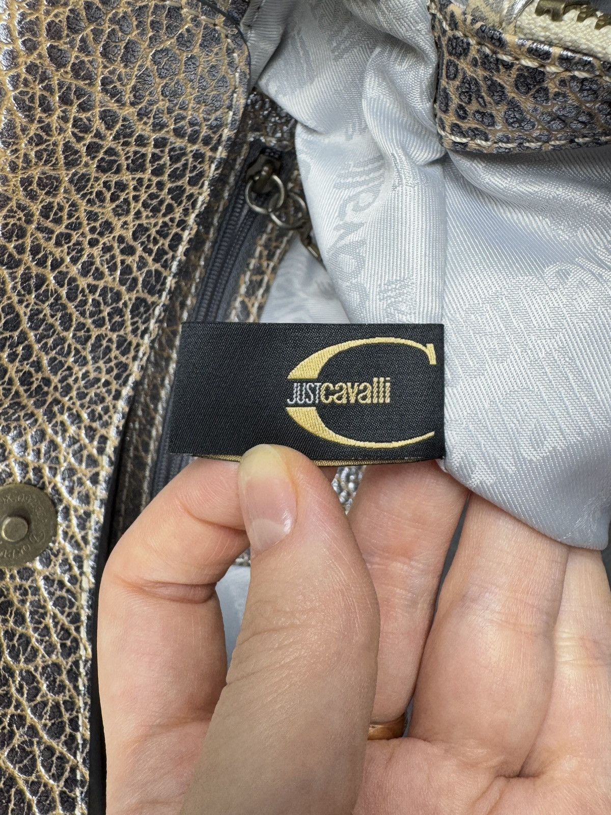 Just Cavalli Just Cavalli Juta Leather Beige Silver Simonella handle bag Size ONE SIZE - 20 Thumbnail