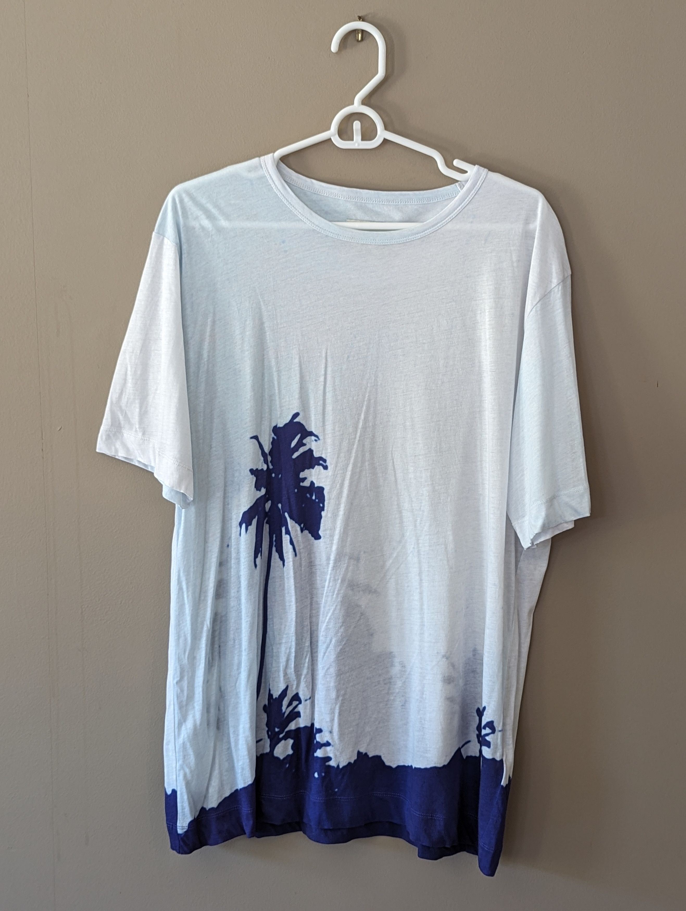 image of Dries Van Noten Dries/len Lye Palm-Print Tee in Aqua, Men's (Size Large)