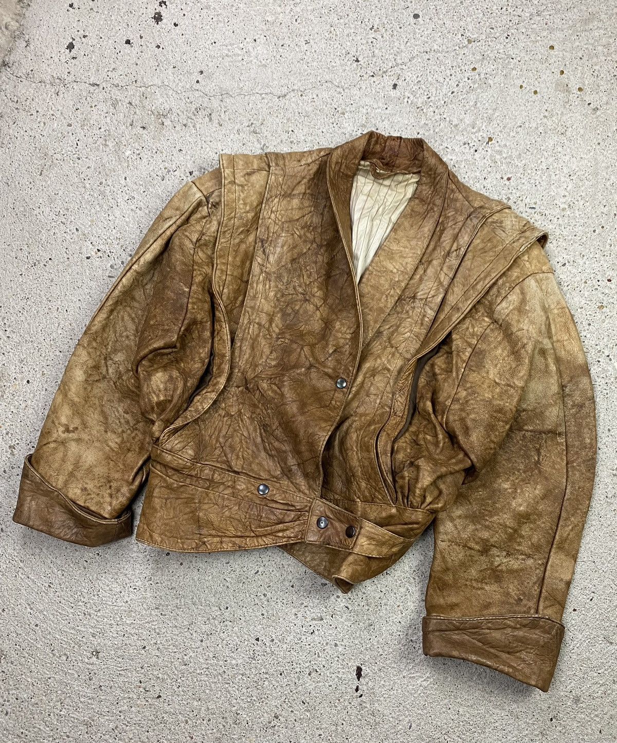 Japanese Brand Japan style leather bomber jacket brown avant garde Size M / US 6-8 / IT 42-44 - 2 Thumbnail