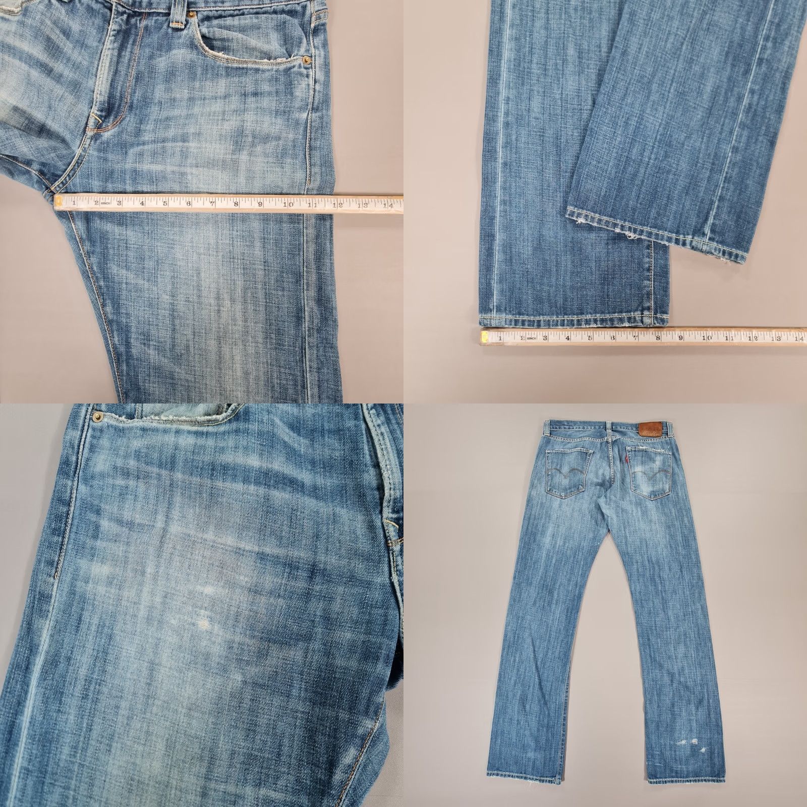 Levi's Levi's Womens Jeans Blue W33 L35 Regular Straight Distressed 5-Pocket USA Made In USA Zip Fly 100% Cotton Hands Made No Size 24" / US 00 / IT 34 - 8 Thumbnail