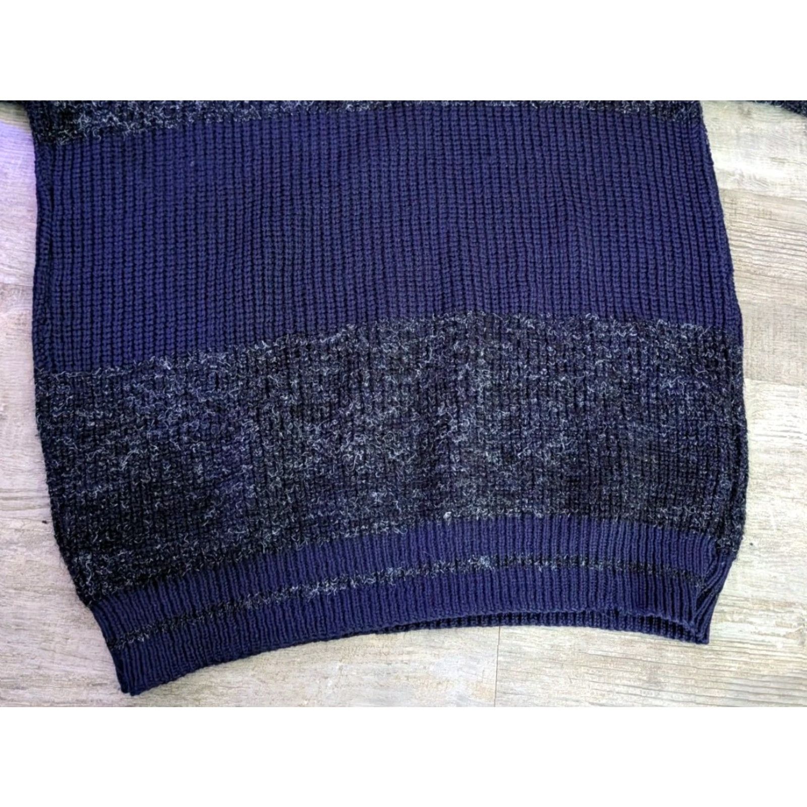 New Era VINTAGE New Era Grandpa Sweater Mens S USA Made Striped Textured Knit 90s Blue/Gray Lightweight Pullover Mens Size US S / EU 44-46 / 1 - 5 Thumbnail