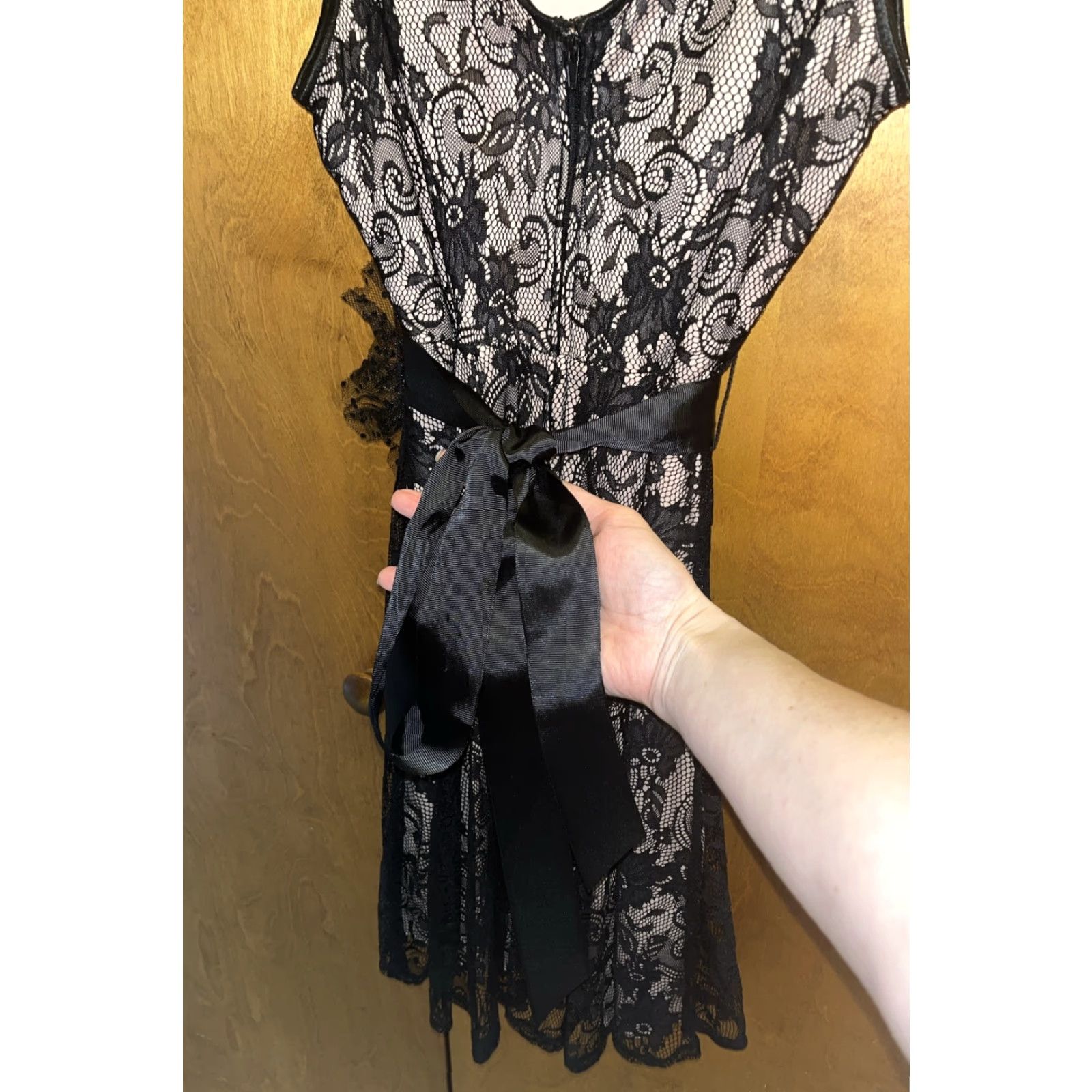 Vintage Vintage Y2K 90s City Triangle Size 7 Black Lace Party Dress Size M / US 6-8 / IT 42-44 - 6 Thumbnail