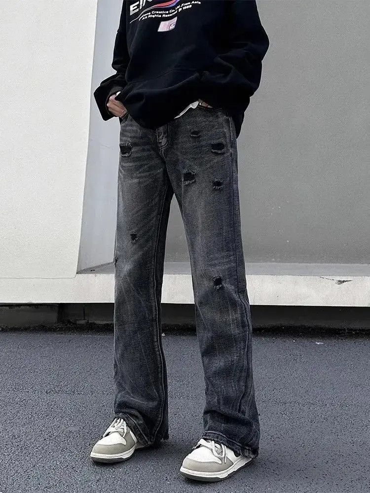 Japanese Brand Loose straight washed distressed jeans Size US 32 / EU 48 - 2 Thumbnail